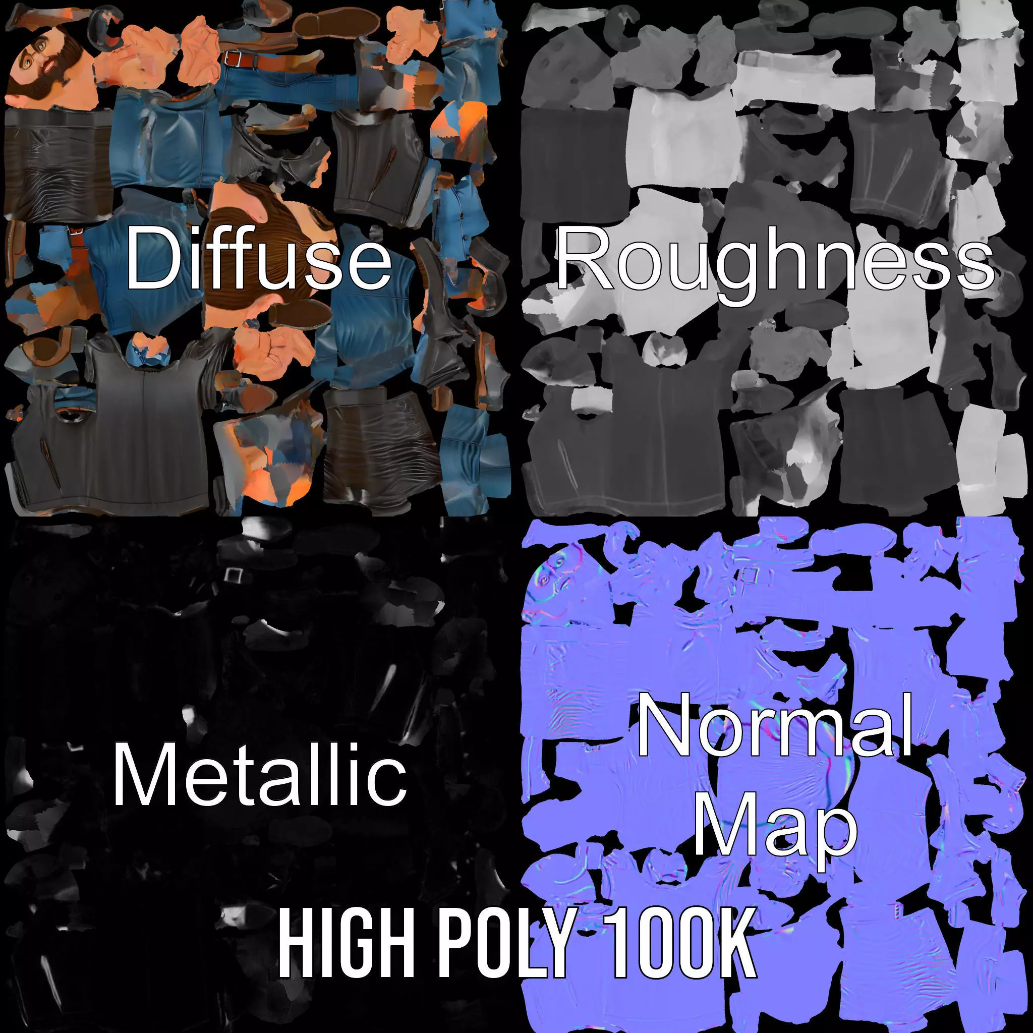 Stylish Male Character in Leather Jacket Model Pack Low-poly 3D model_3