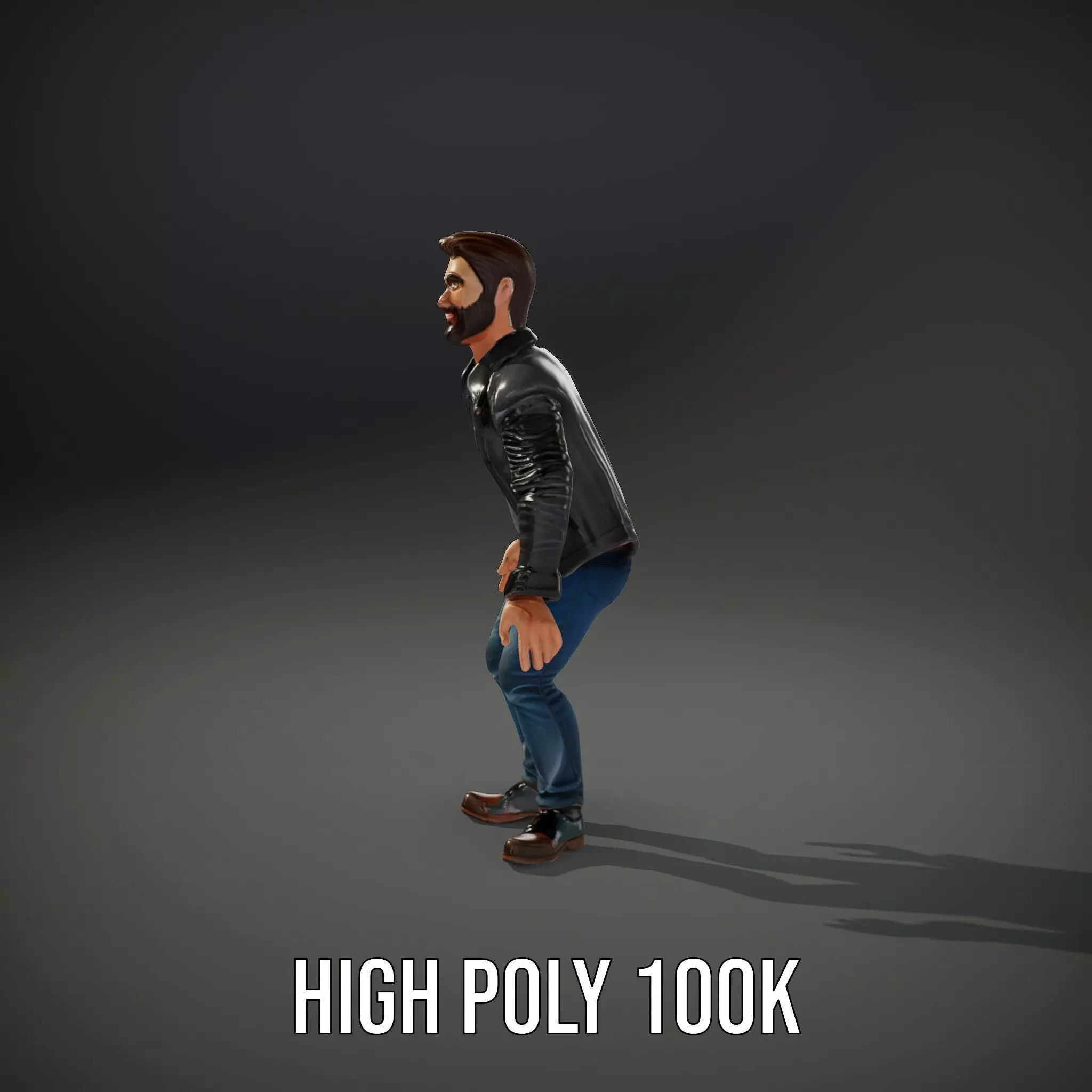 Stylish Male Character in Leather Jacket Model Pack Low-poly 3D model_34