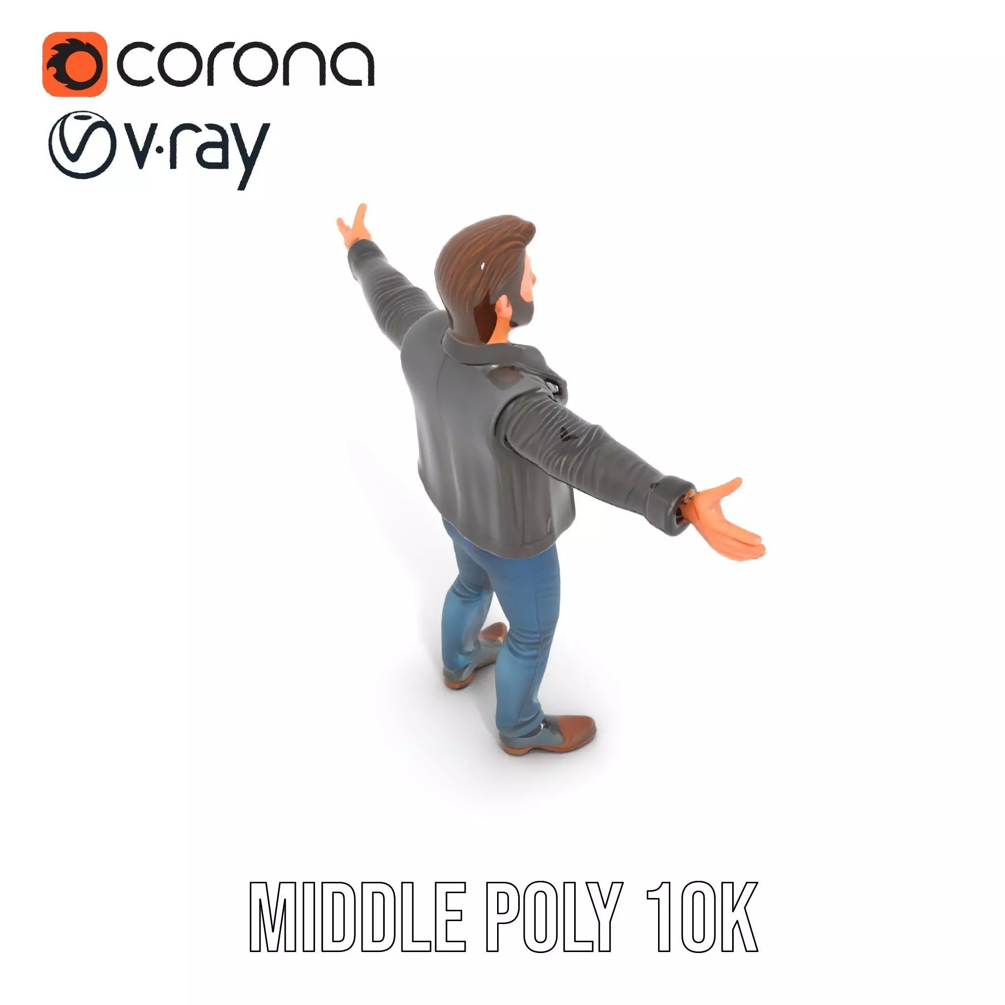 Stylish Male Character in Leather Jacket Model Pack Low-poly 3D model_5