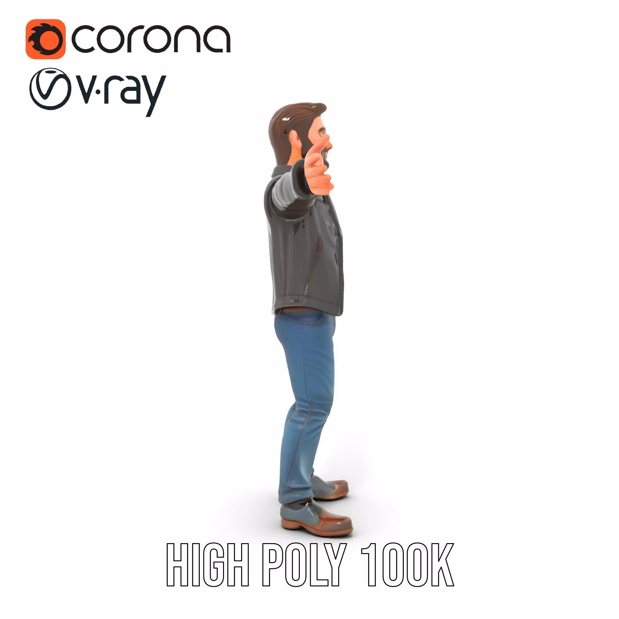 Stylish Male Character in Leather Jacket Model Pack Low-poly 3D model_25