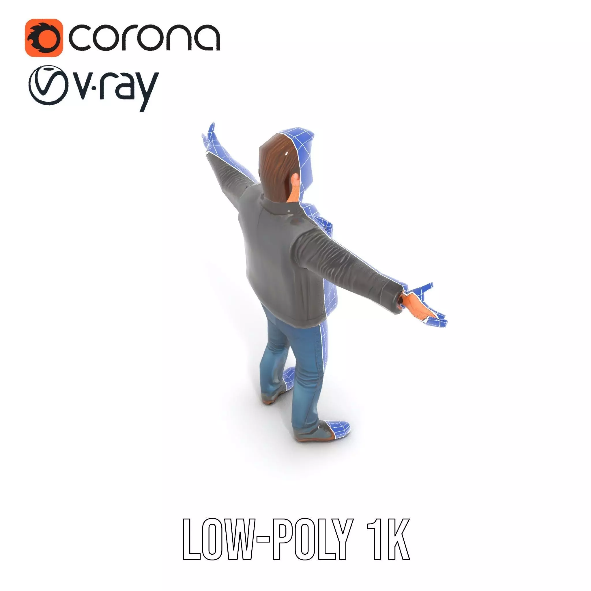 Stylish Male Character in Leather Jacket Model Pack Low-poly 3D model_30