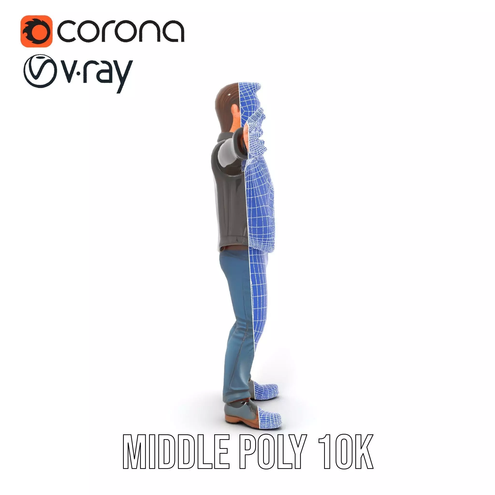 Stylish Male Character in Leather Jacket Model Pack Low-poly 3D model_29