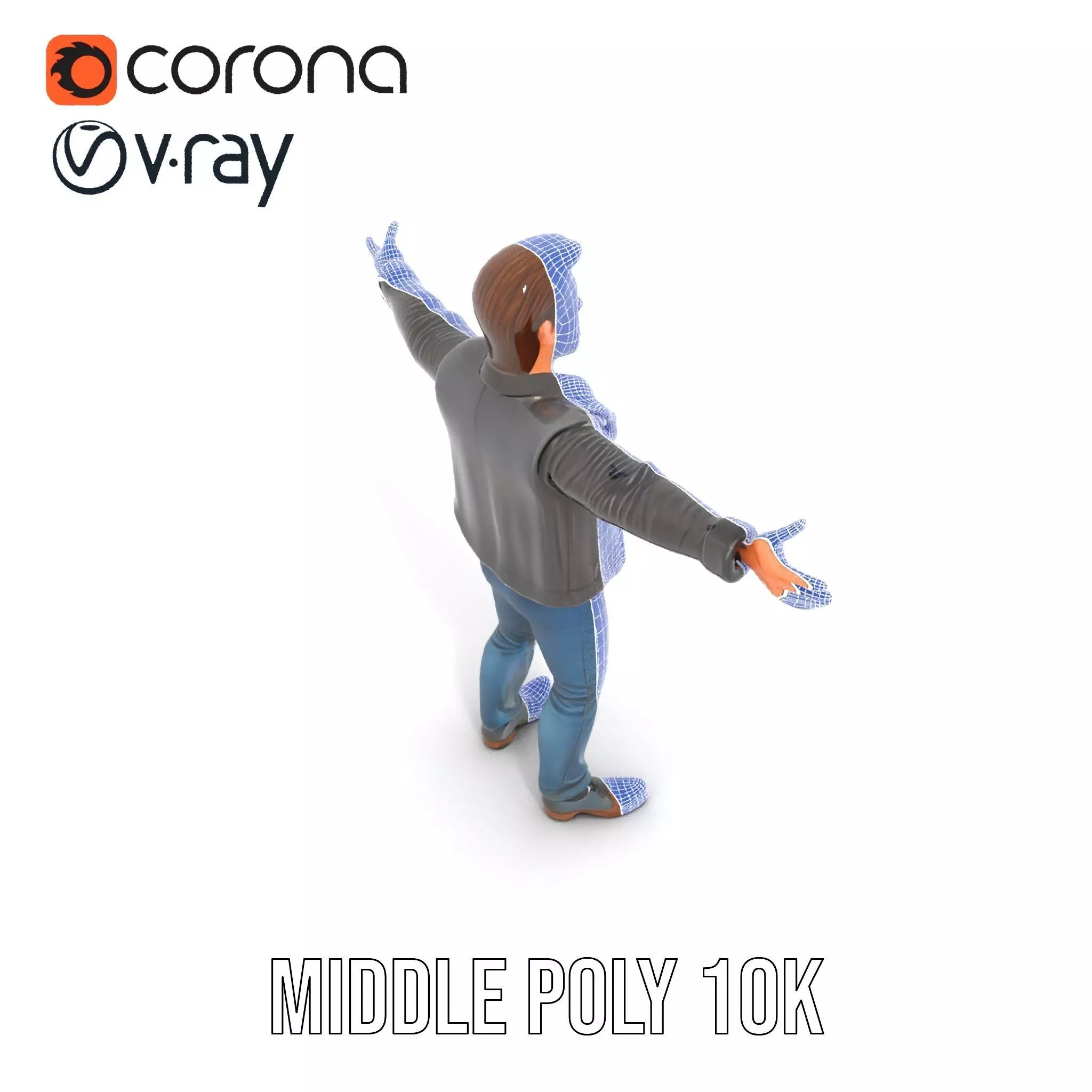 Stylish Male Character in Leather Jacket Model Pack Low-poly 3D model_18