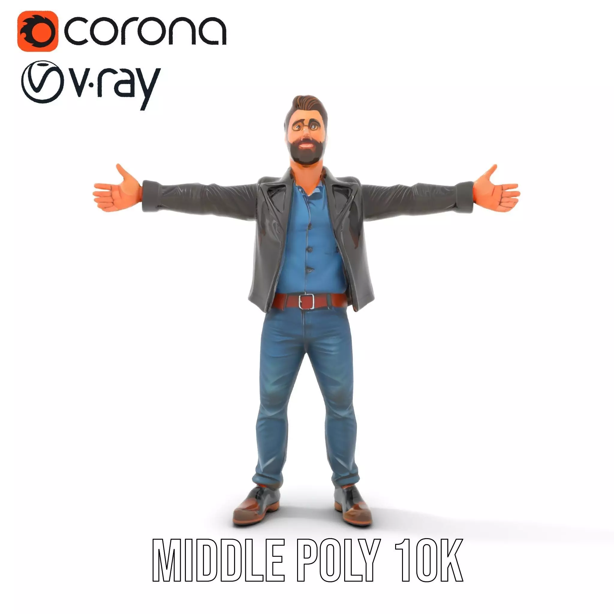 Stylish Male Character in Leather Jacket Model Pack Low-poly 3D model_23