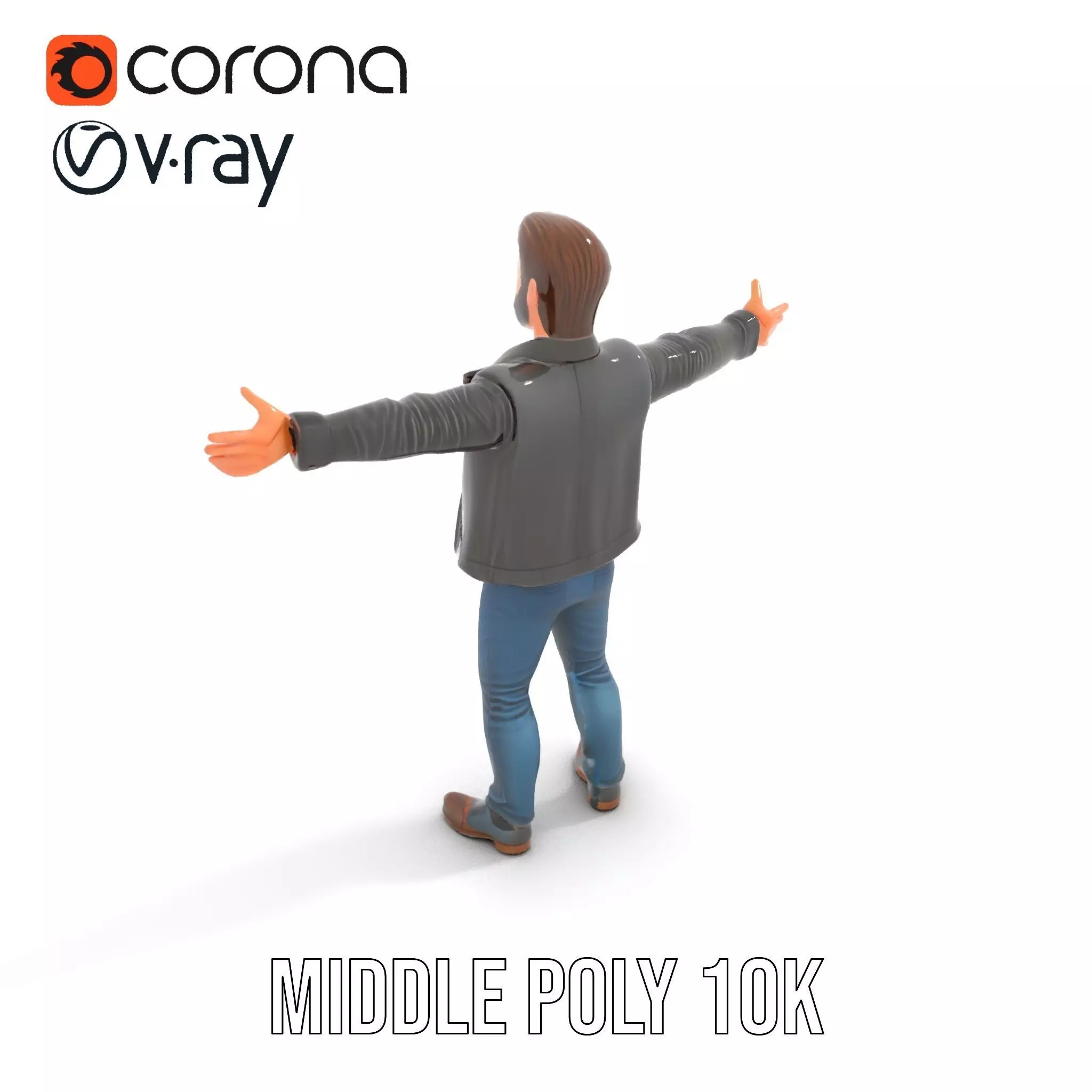 Stylish Male Character in Leather Jacket Model Pack Low-poly 3D model_6