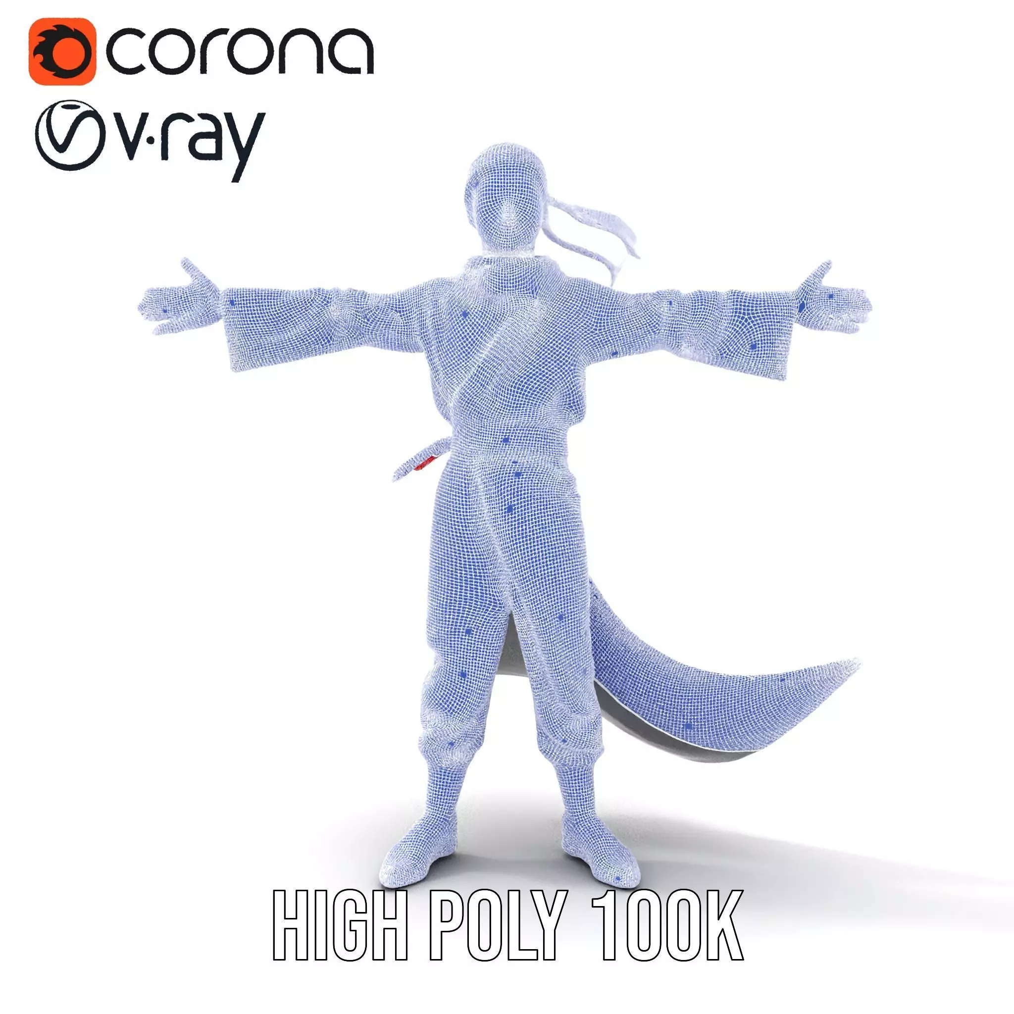 Animated Ninja Character Model Pack with Dynamic Poses Low-poly 3D model_32