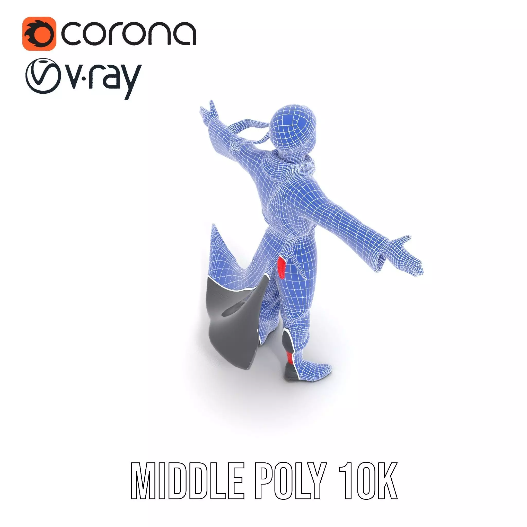 Animated Ninja Character Model Pack with Dynamic Poses Low-poly 3D model_20