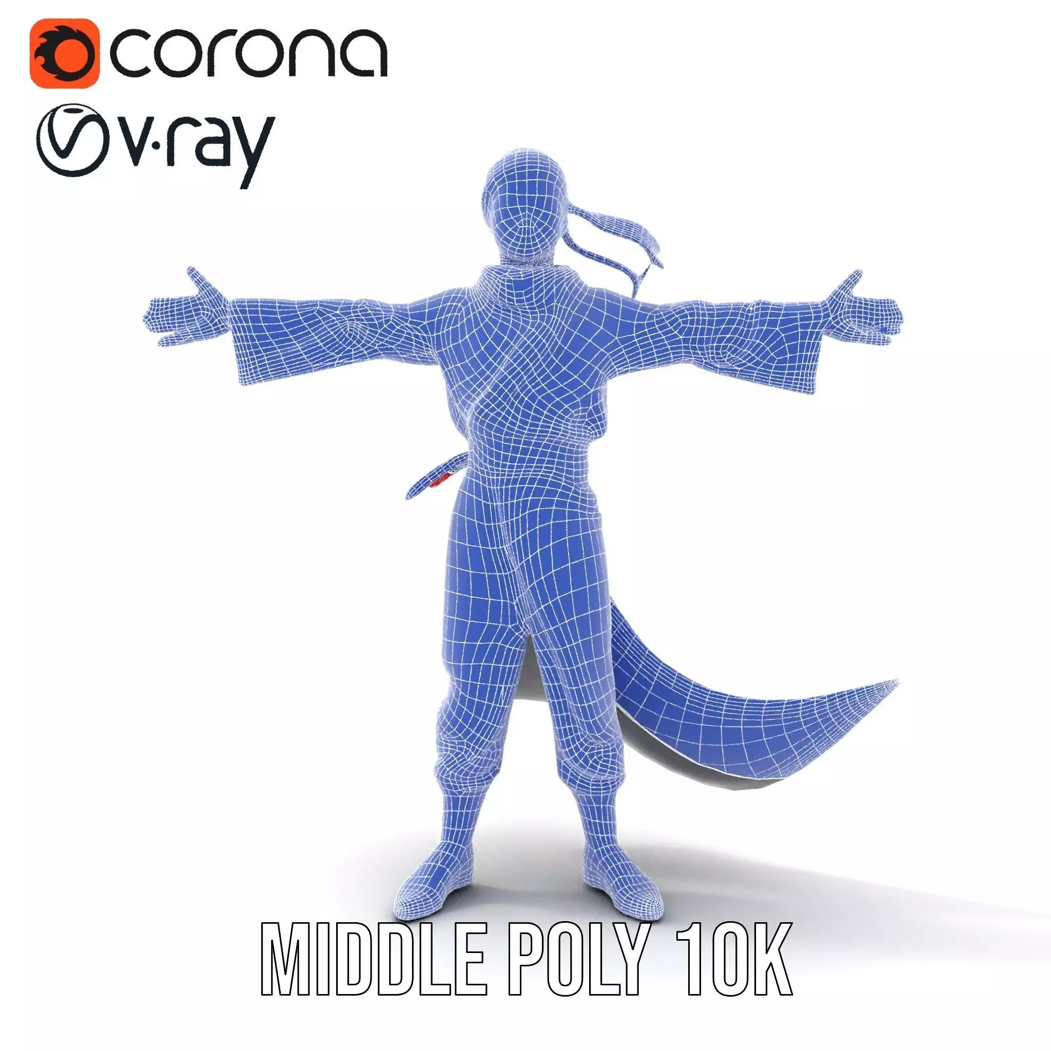 Animated Ninja Character Model Pack with Dynamic Poses Low-poly 3D model_12