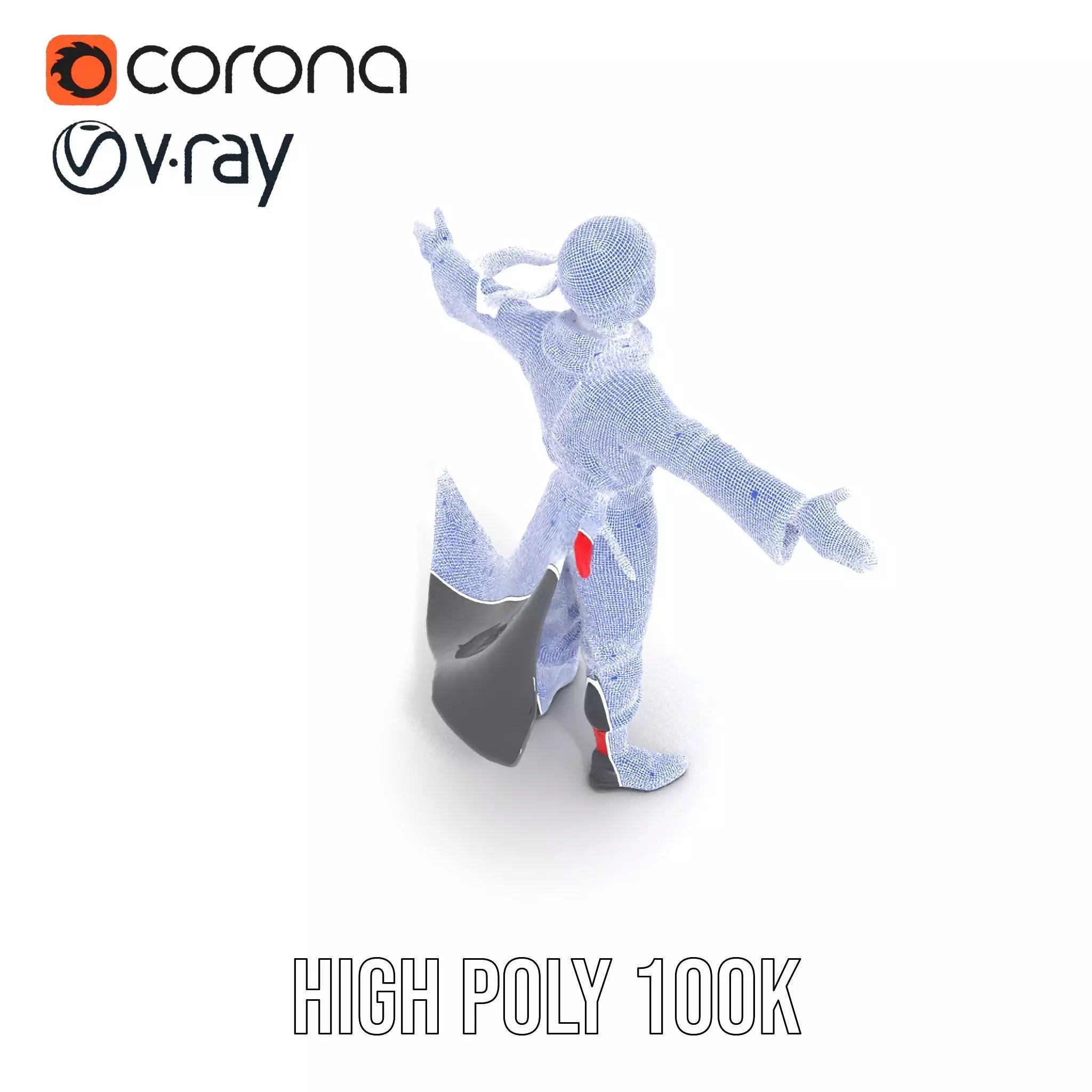 Animated Ninja Character Model Pack with Dynamic Poses Low-poly 3D model_28