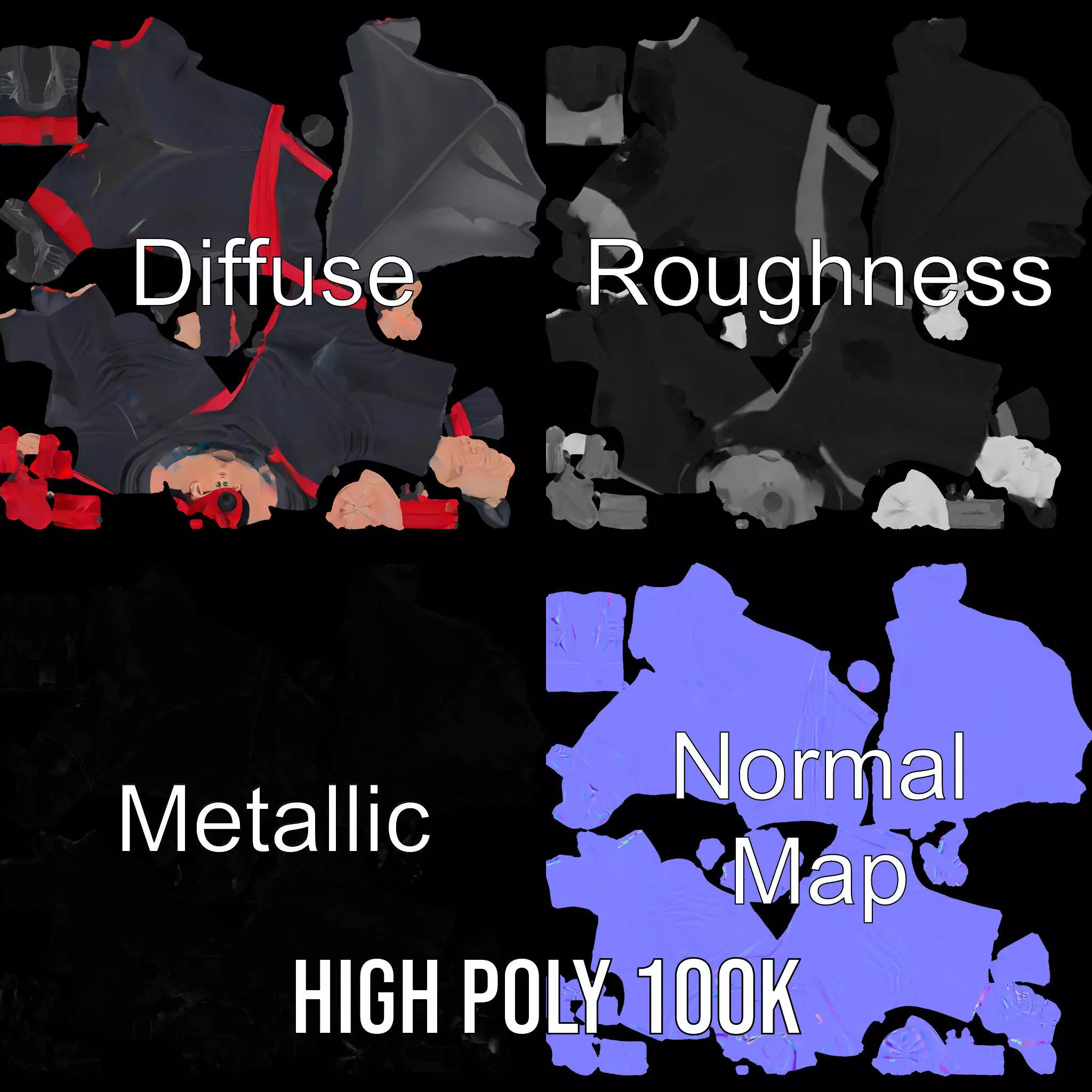 Animated Ninja Character Model Pack with Dynamic Poses Low-poly 3D model_3