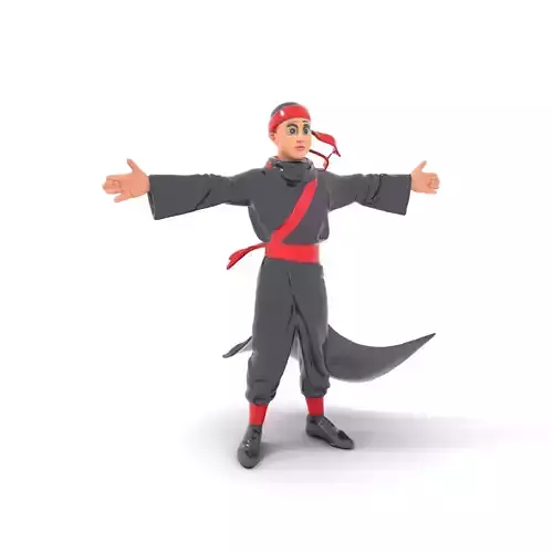 Animated Ninja Character Model Pack with Dynamic Poses Low-poly 3D model