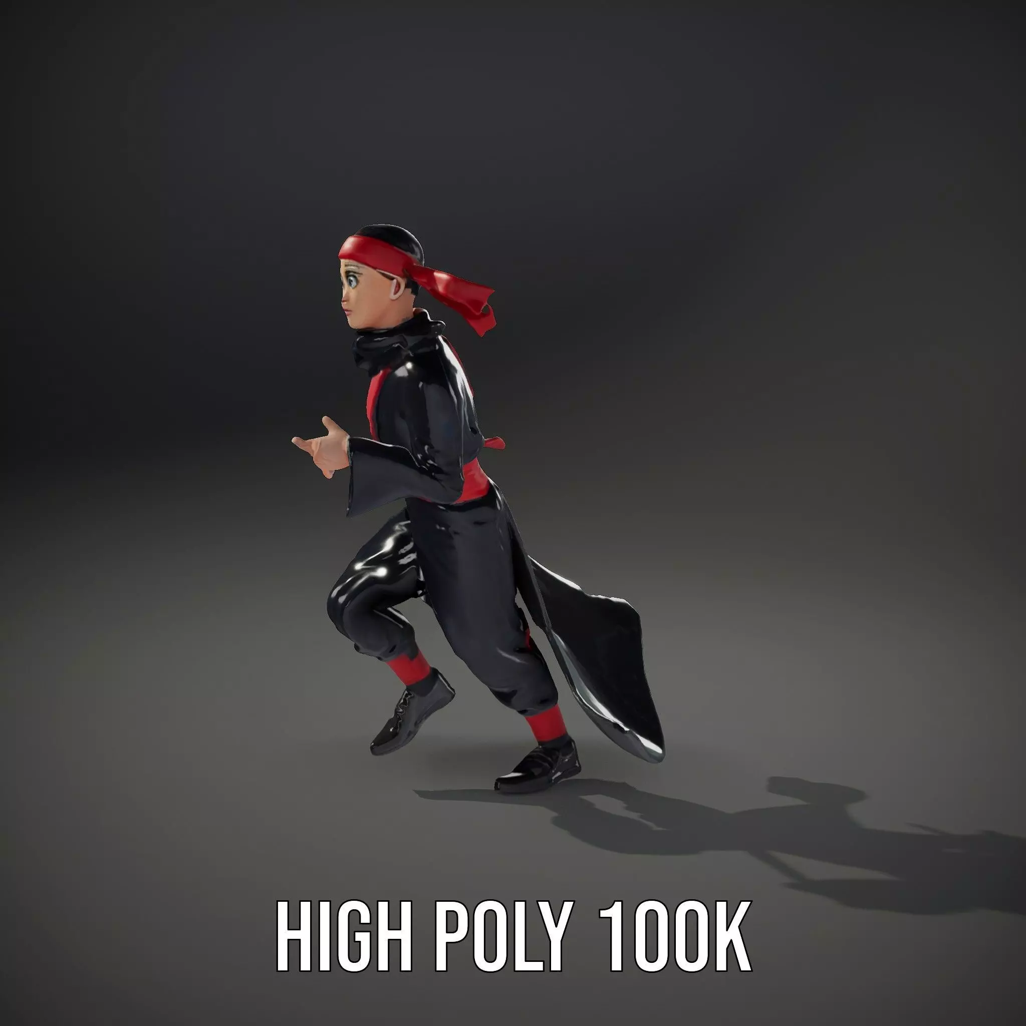 Animated Ninja Character Model Pack with Dynamic Poses Low-poly 3D model_34