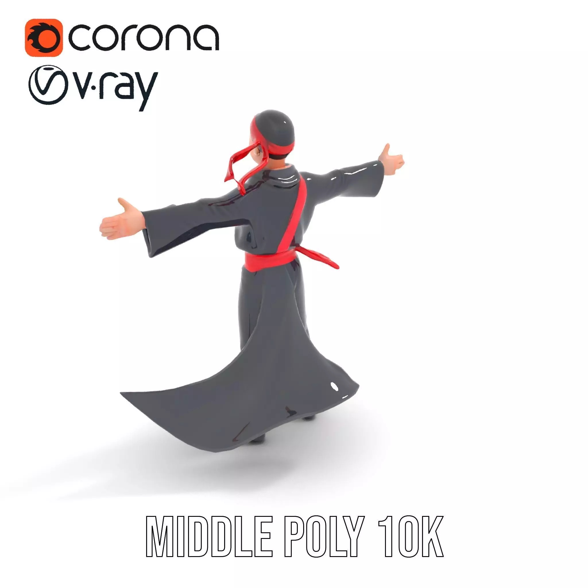 Animated Ninja Character Model Pack with Dynamic Poses Low-poly 3D model_6