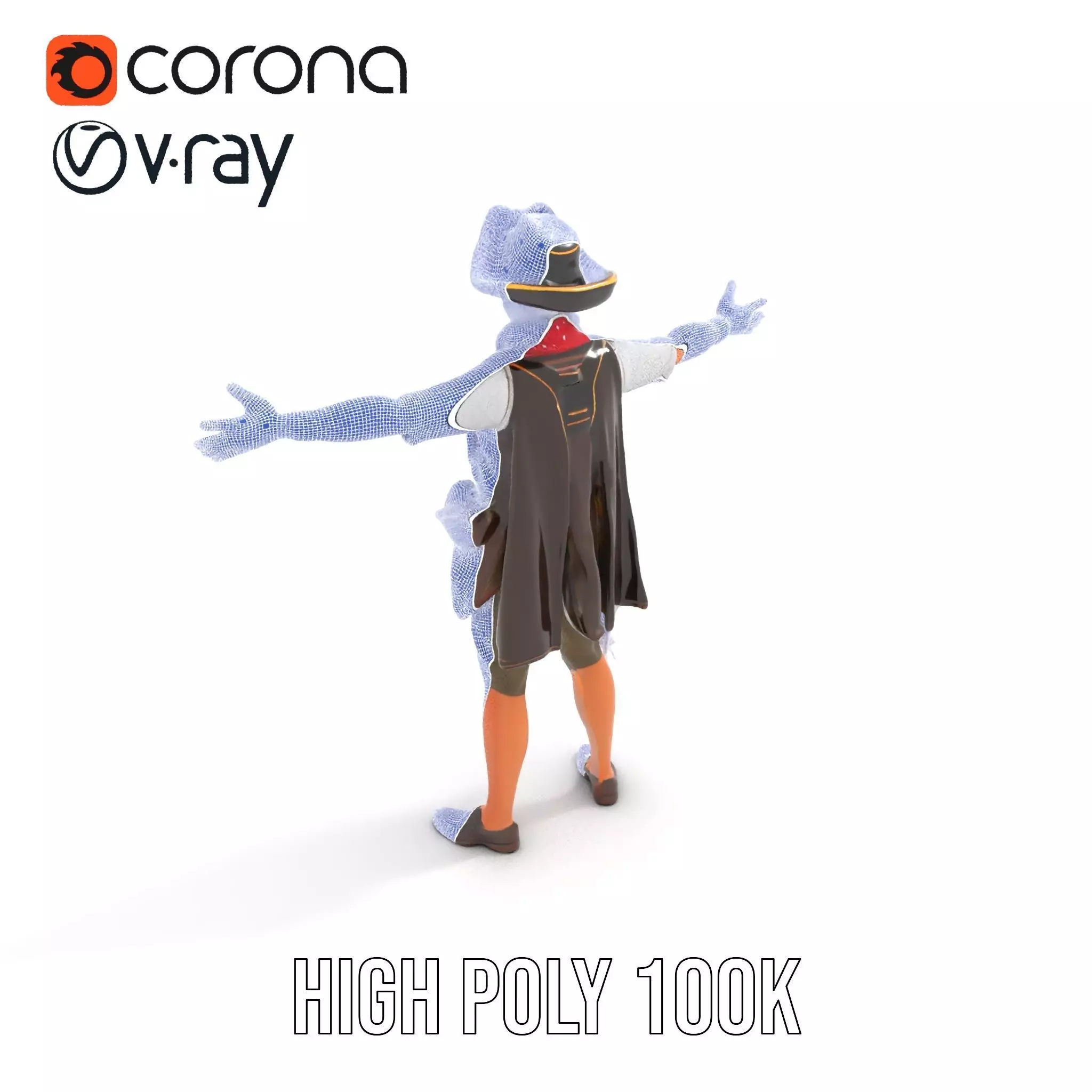 Pirate Character Model Pack with Detailed Outfit Low-poly 3D model_25