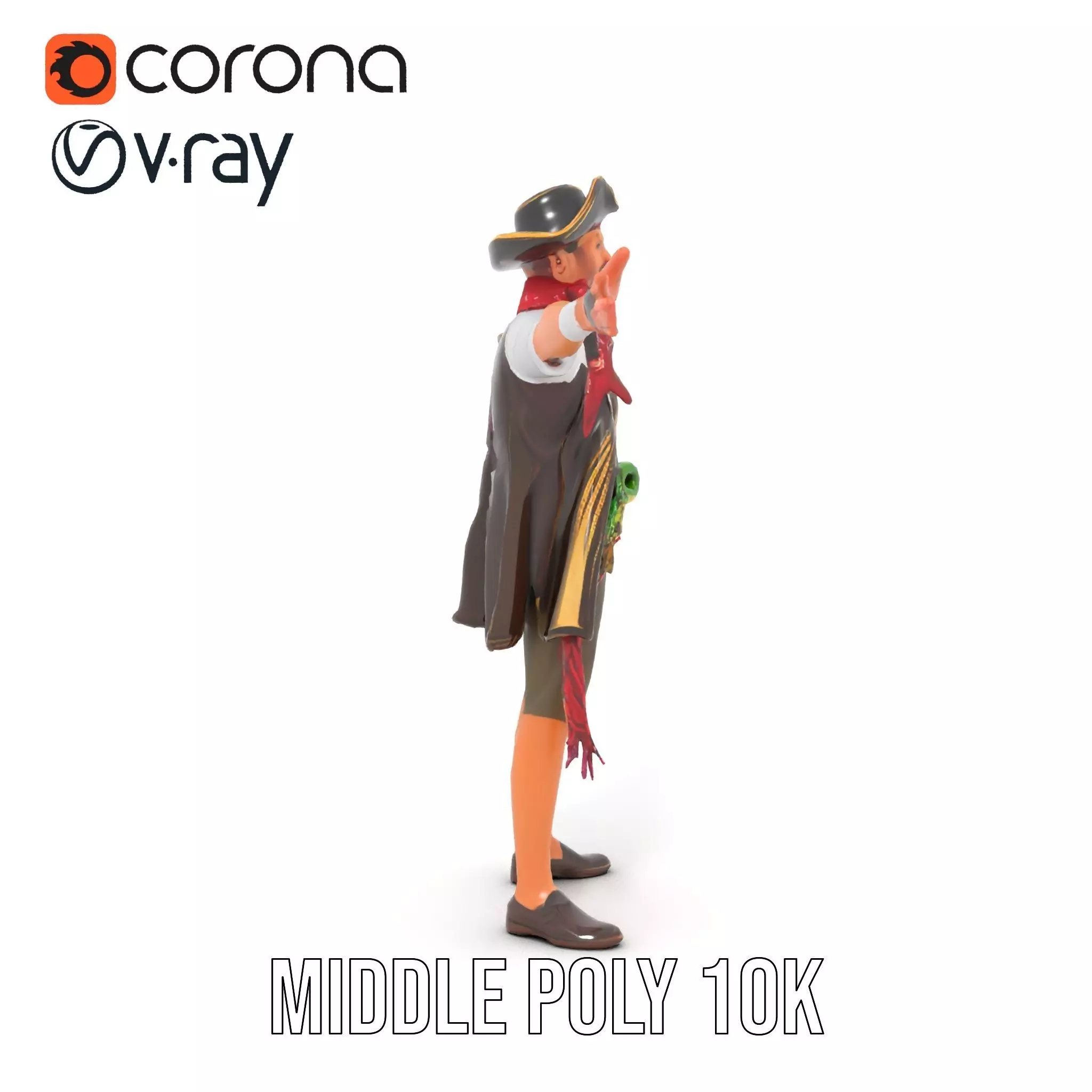 Pirate Character Model Pack with Detailed Outfit Low-poly 3D model_17