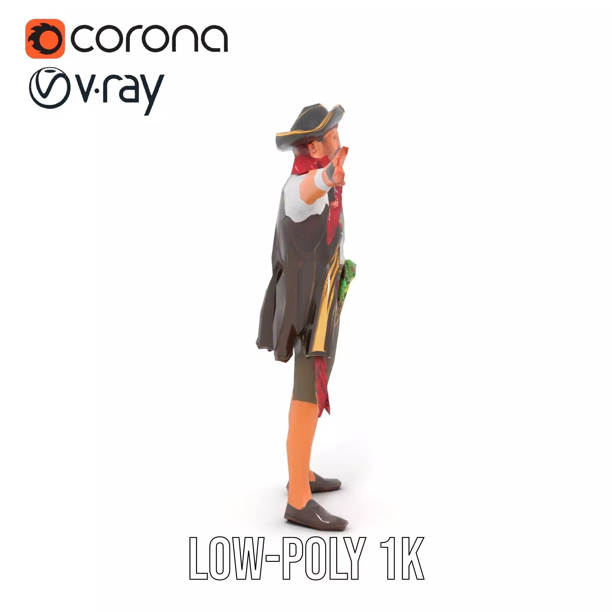 Pirate Character Model Pack with Detailed Outfit Low-poly 3D model_21