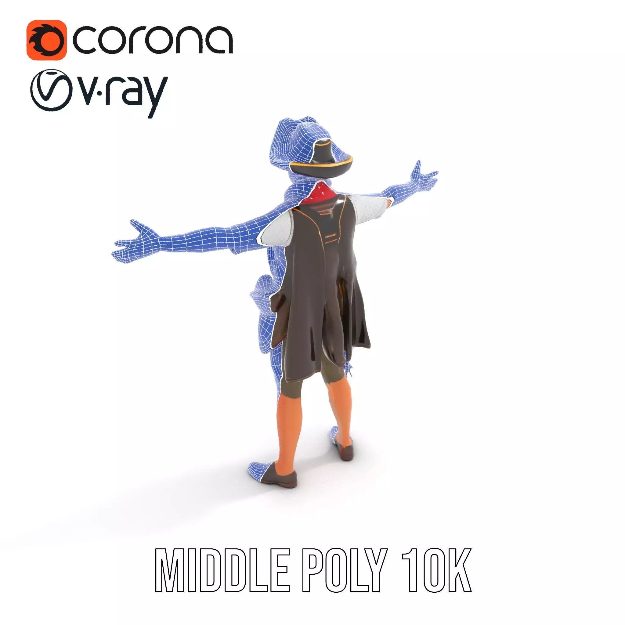 Pirate Character Model Pack with Detailed Outfit Low-poly 3D model_23