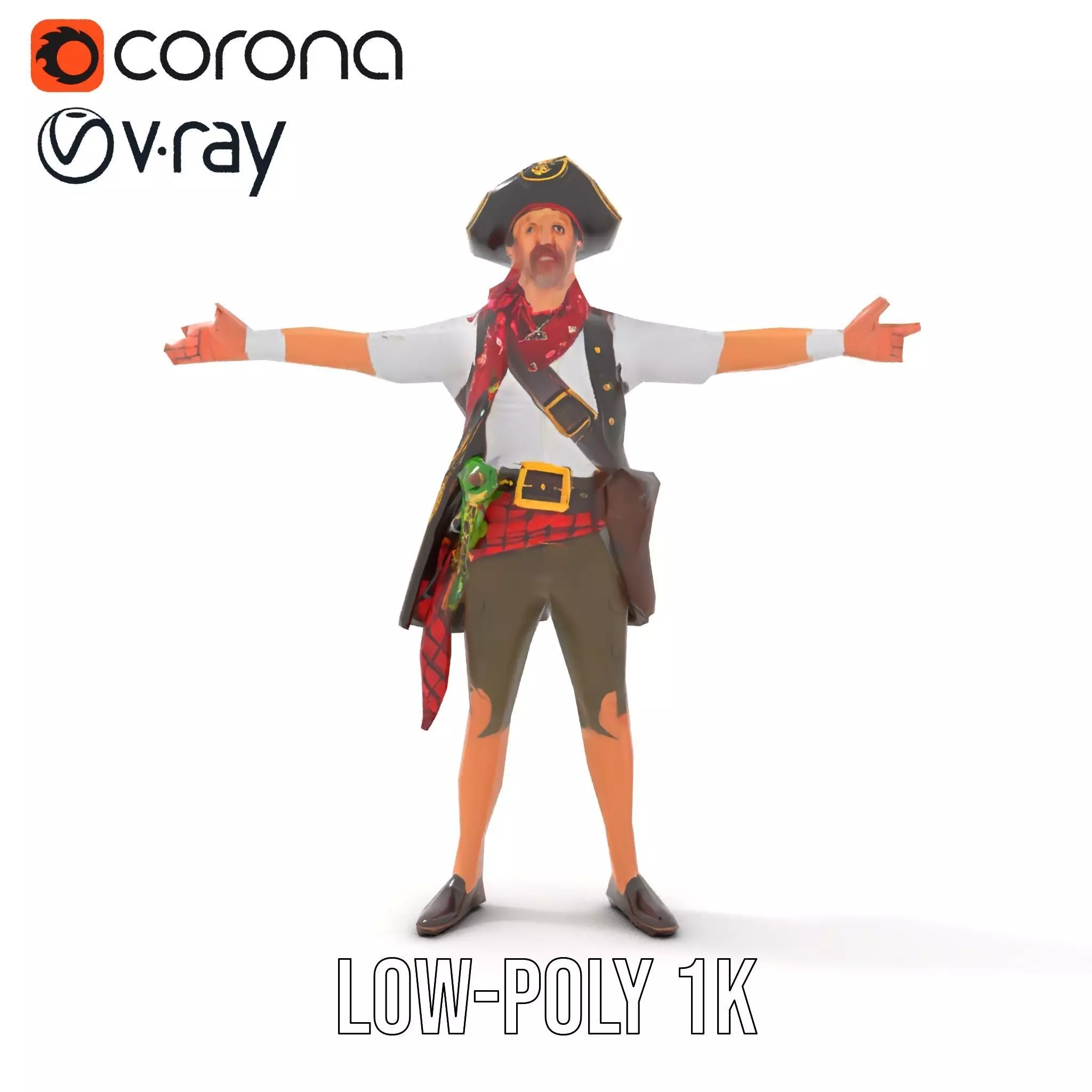 Pirate Character Model Pack with Detailed Outfit Low-poly 3D model_15