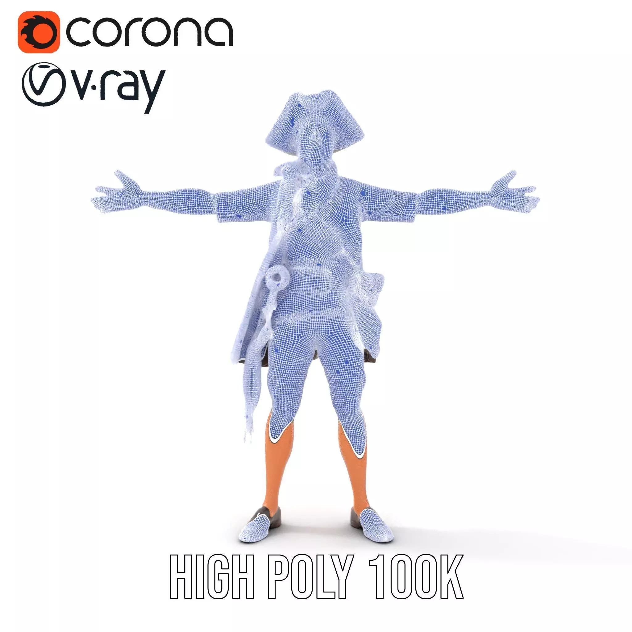 Pirate Character Model Pack with Detailed Outfit Low-poly 3D model_33