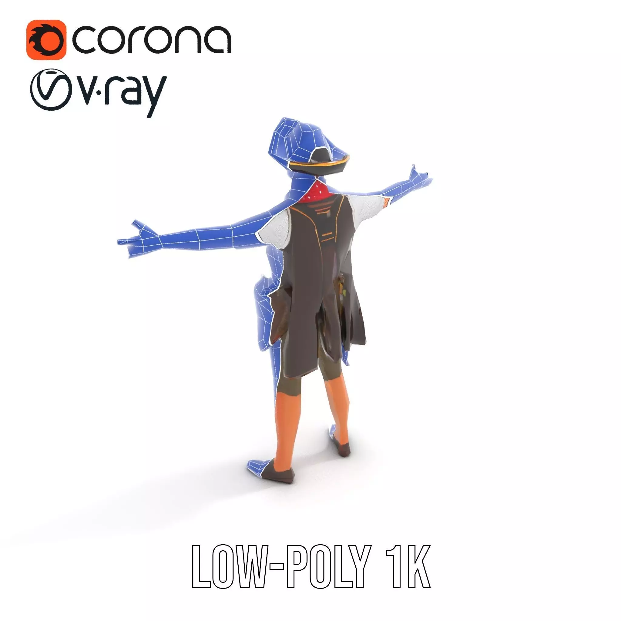 Pirate Character Model Pack with Detailed Outfit Low-poly 3D model_18