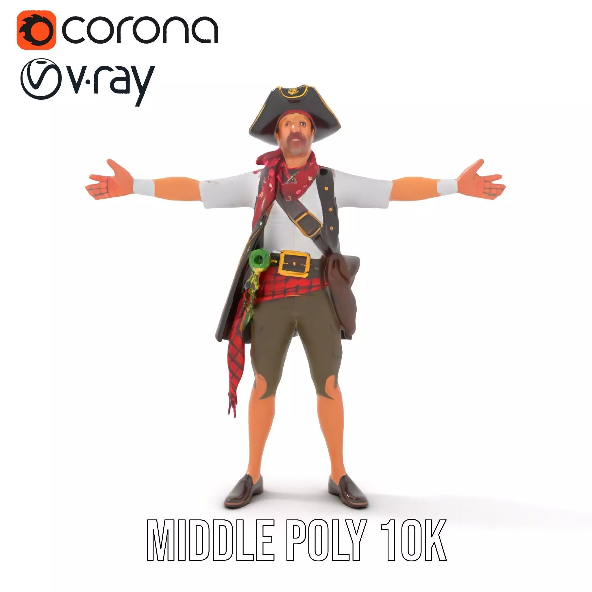 Pirate Character Model Pack with Detailed Outfit Low-poly 3D model_11