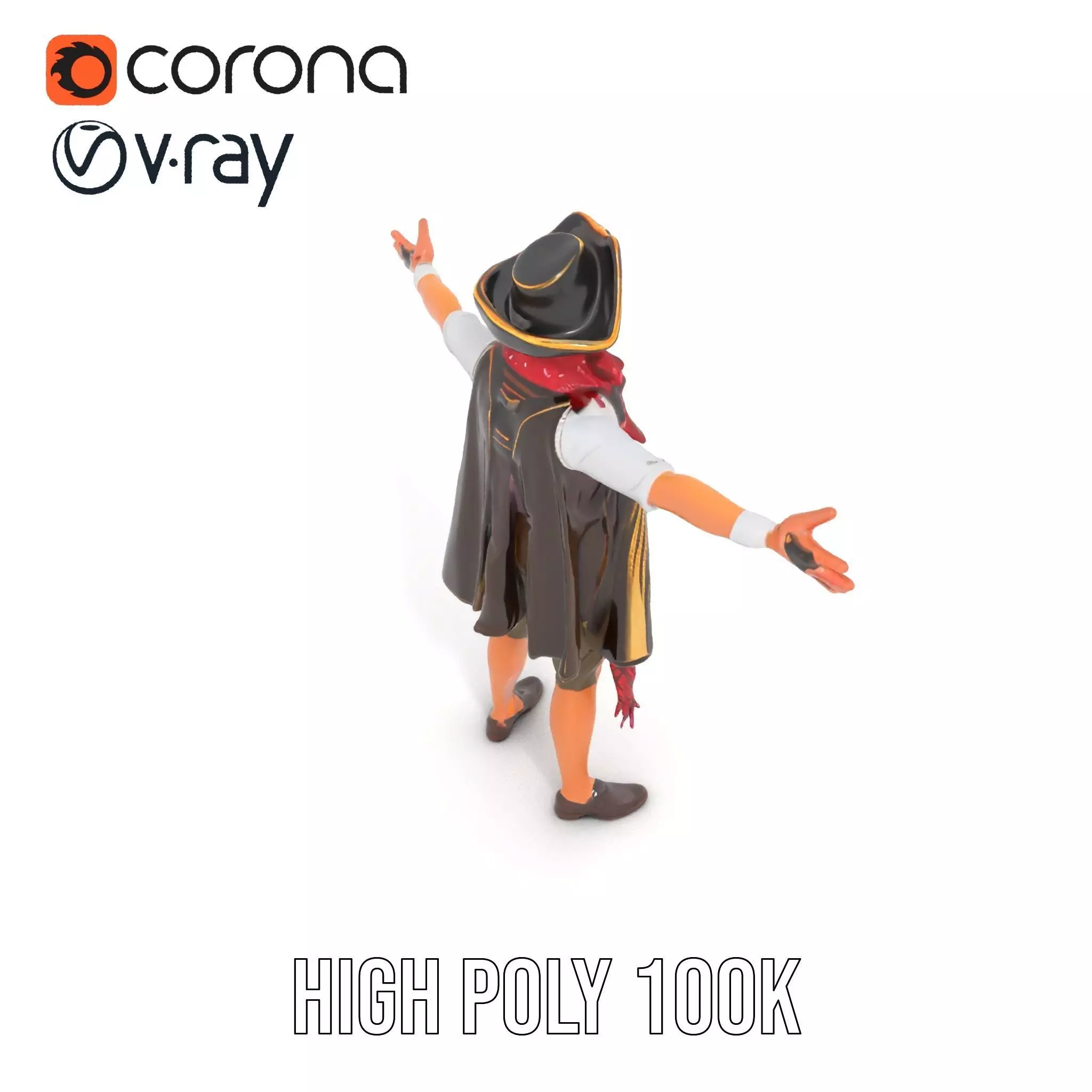 Pirate Character Model Pack with Detailed Outfit Low-poly 3D model_16