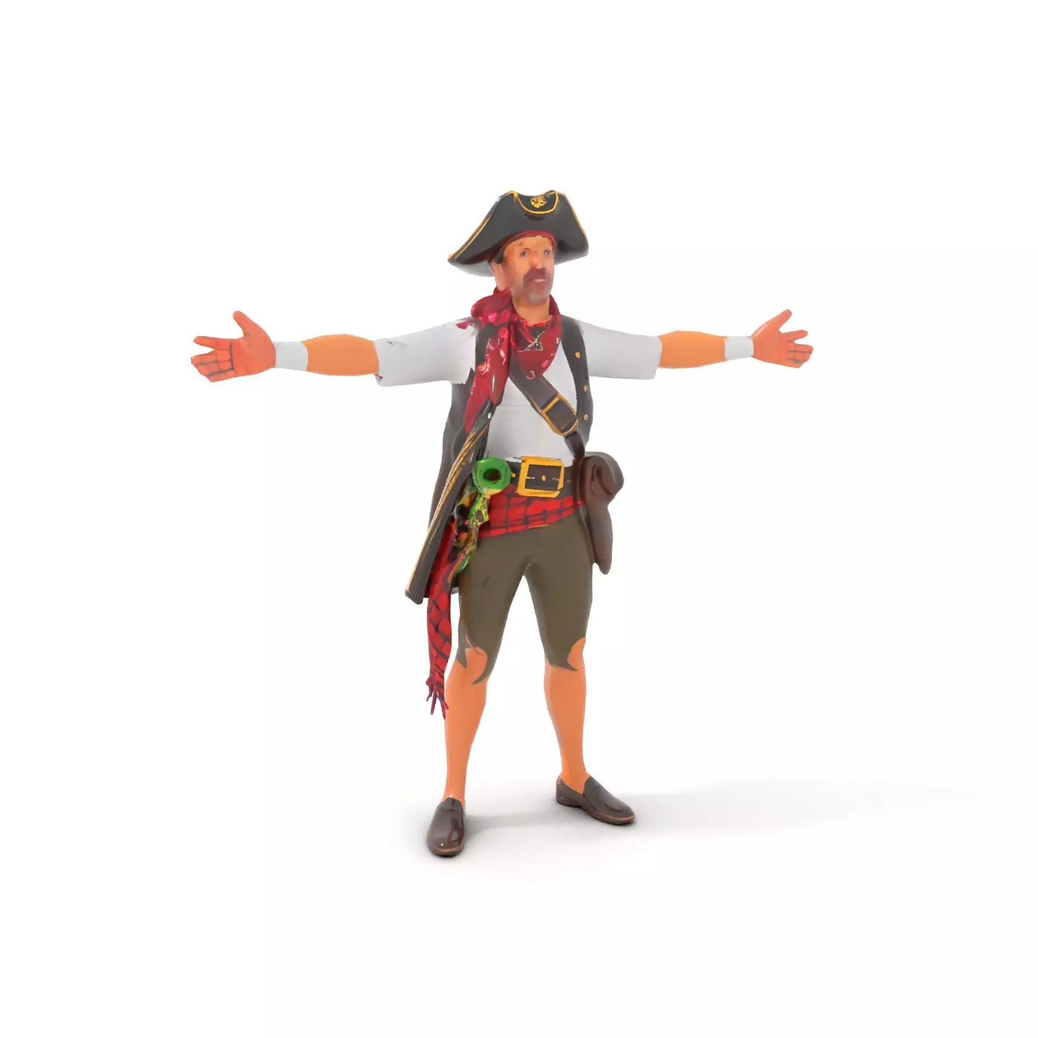 Pirate Character Model Pack with Detailed Outfit Low-poly 3D model_5