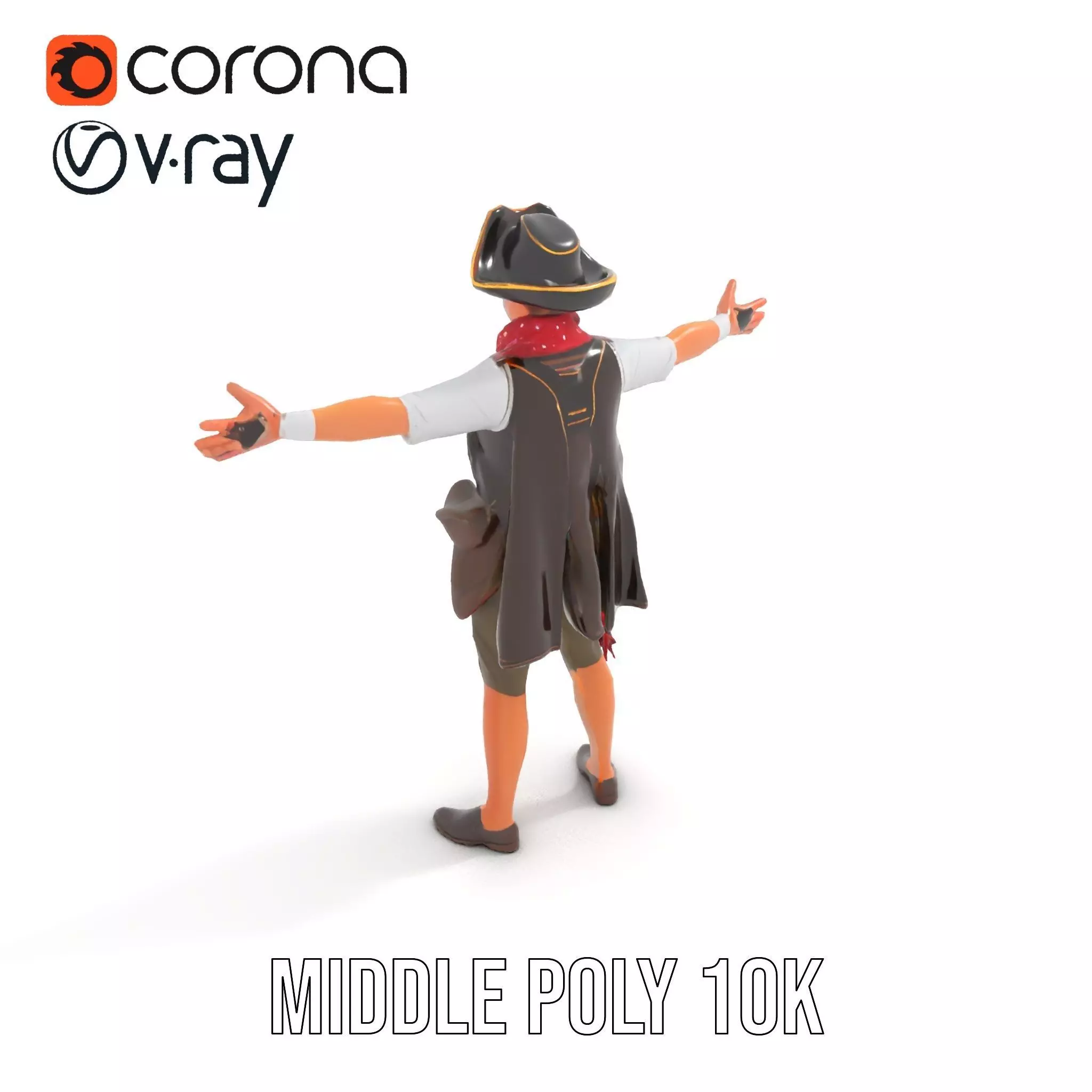 Pirate Character Model Pack with Detailed Outfit Low-poly 3D model_6