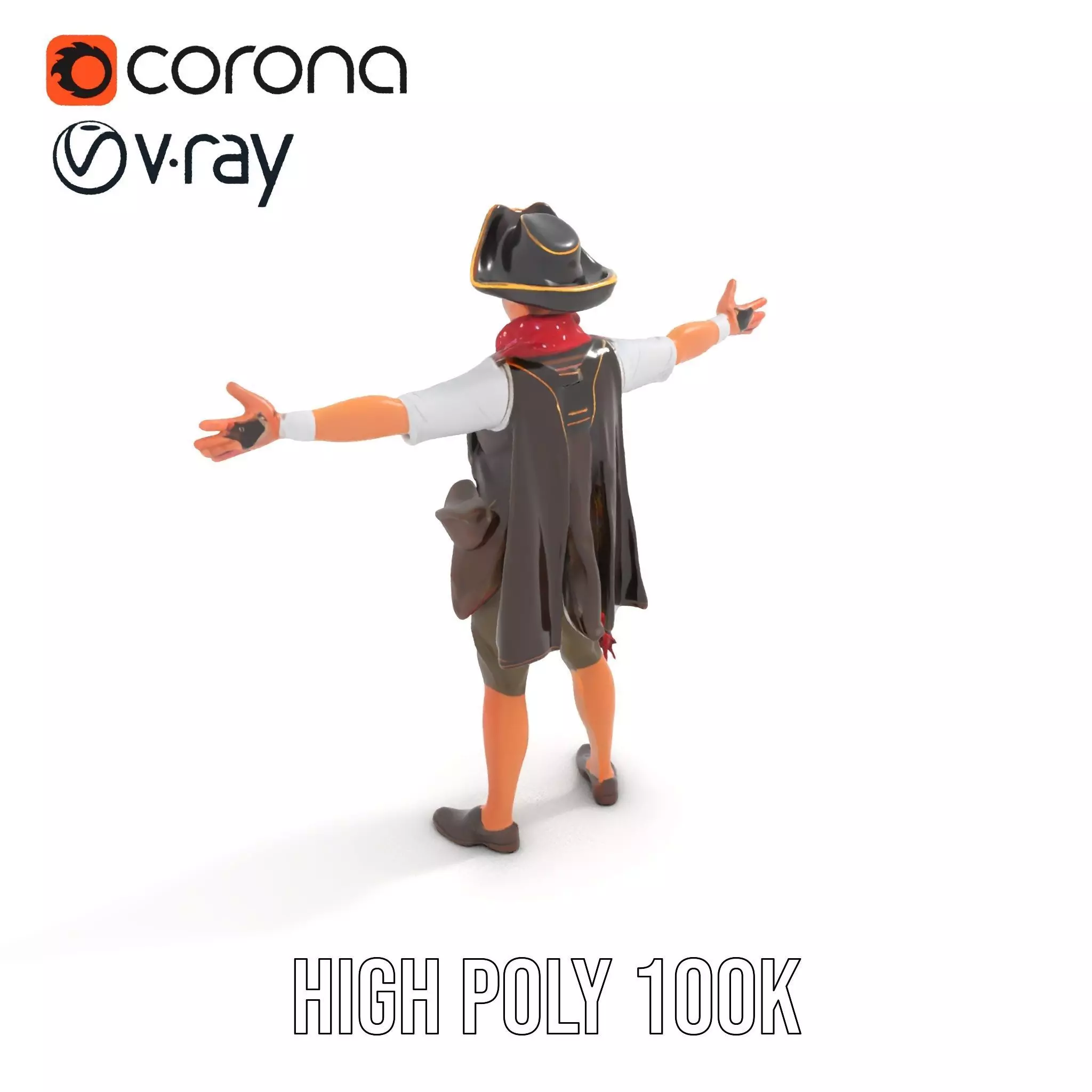 Pirate Character Model Pack with Detailed Outfit Low-poly 3D model_22