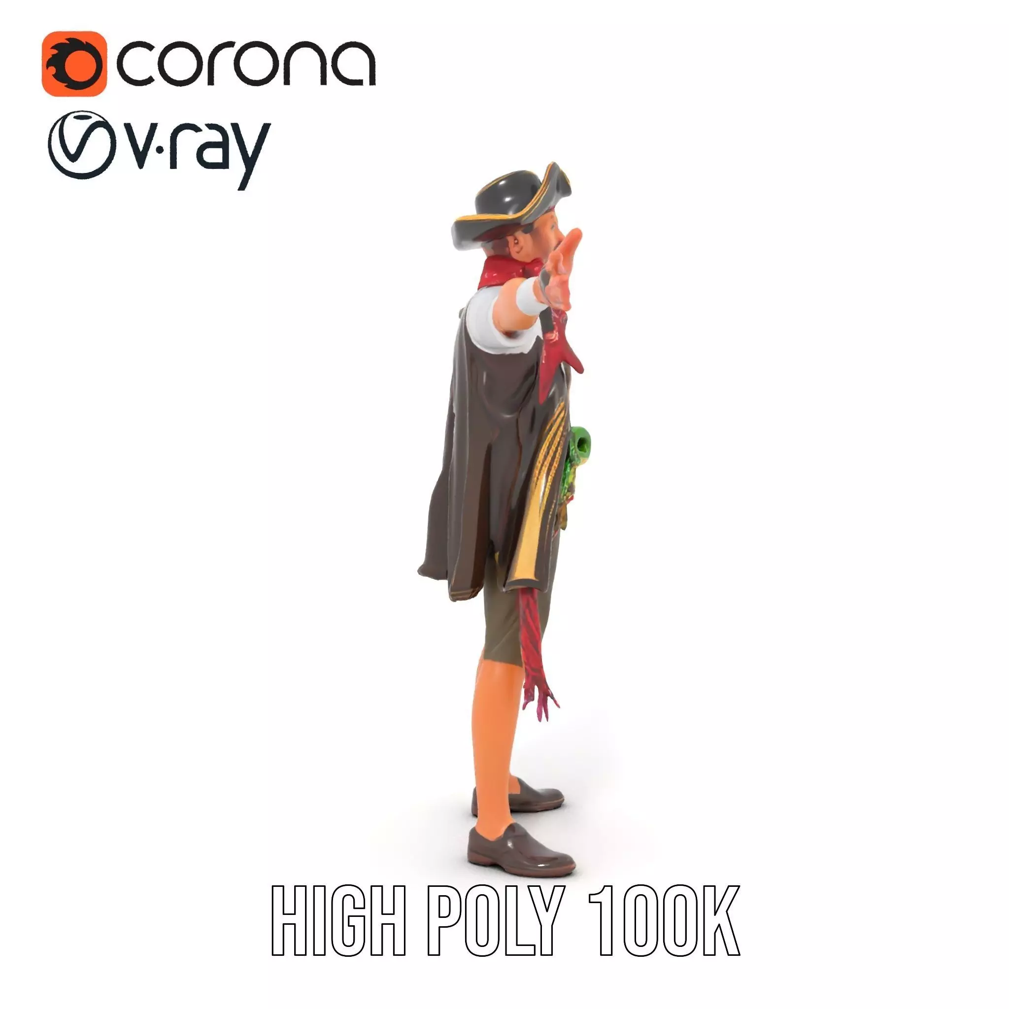 Pirate Character Model Pack with Detailed Outfit Low-poly 3D model_13