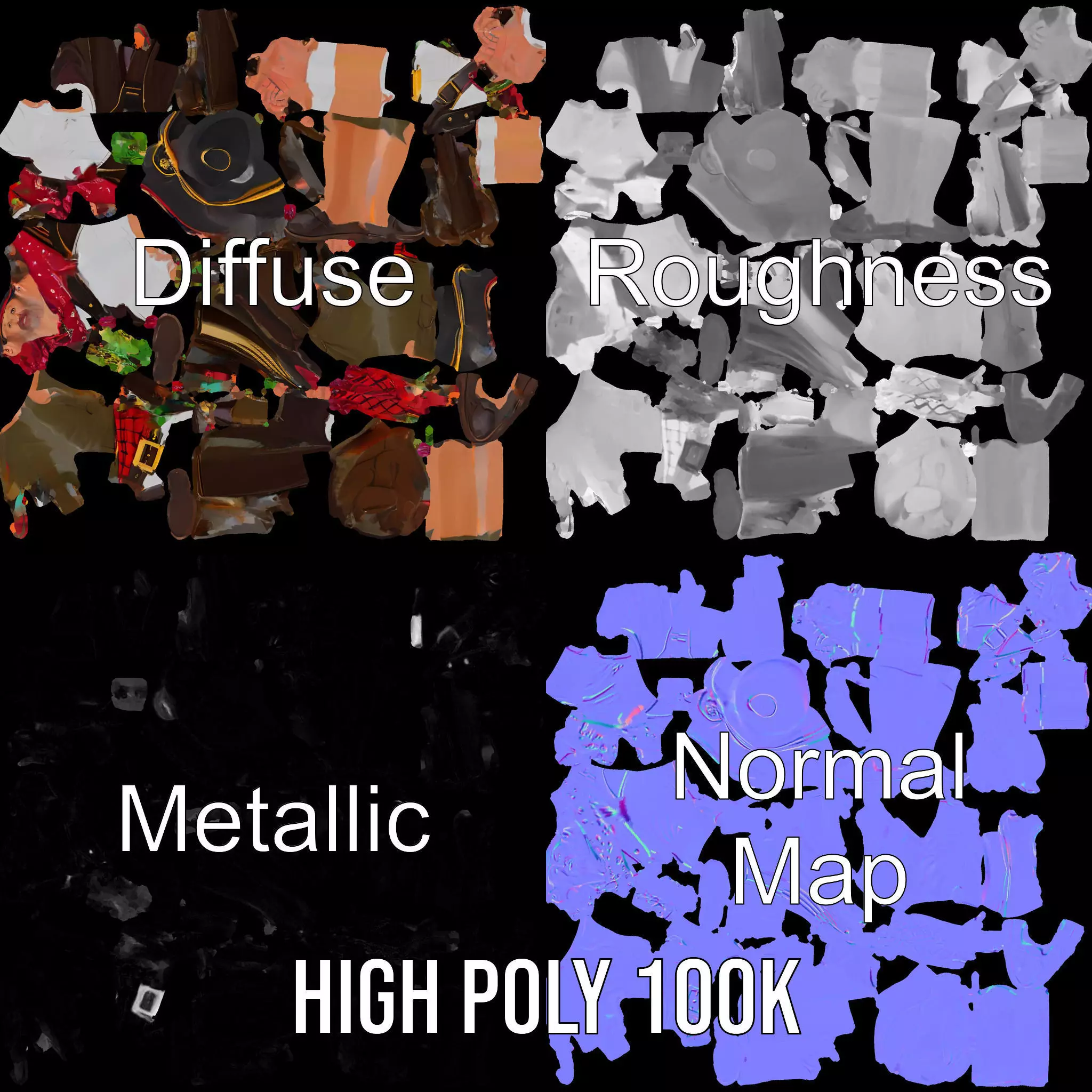 Pirate Character Model Pack with Detailed Outfit Low-poly 3D model_3