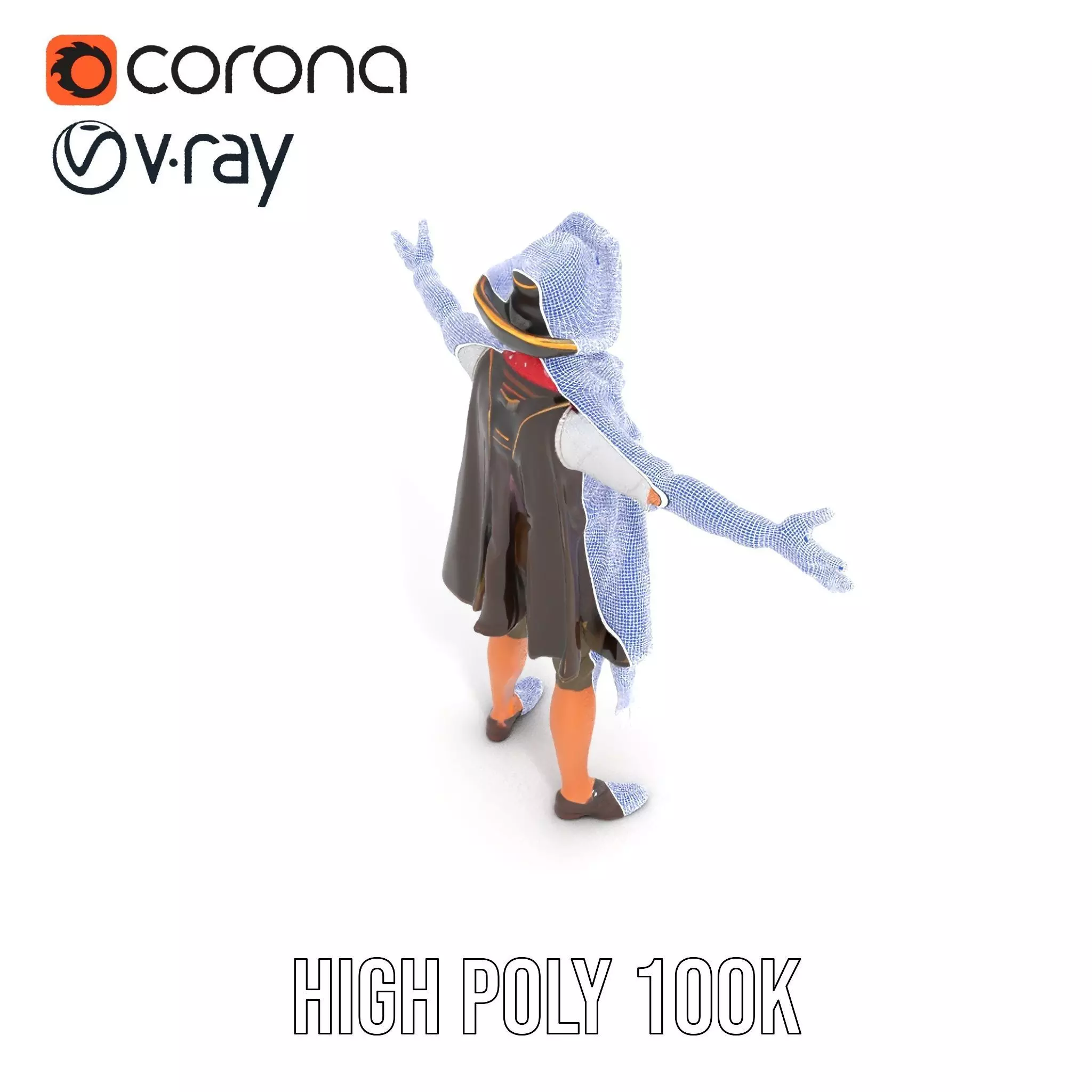 Pirate Character Model Pack with Detailed Outfit Low-poly 3D model_32