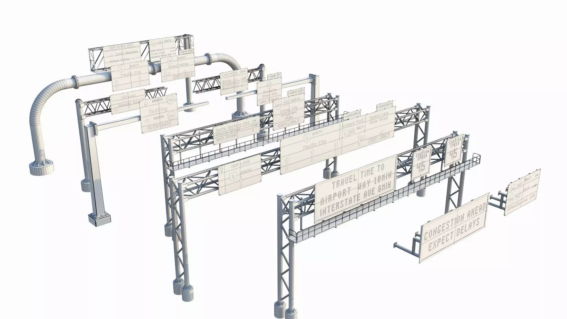 Highway Sign collection  3D model_4