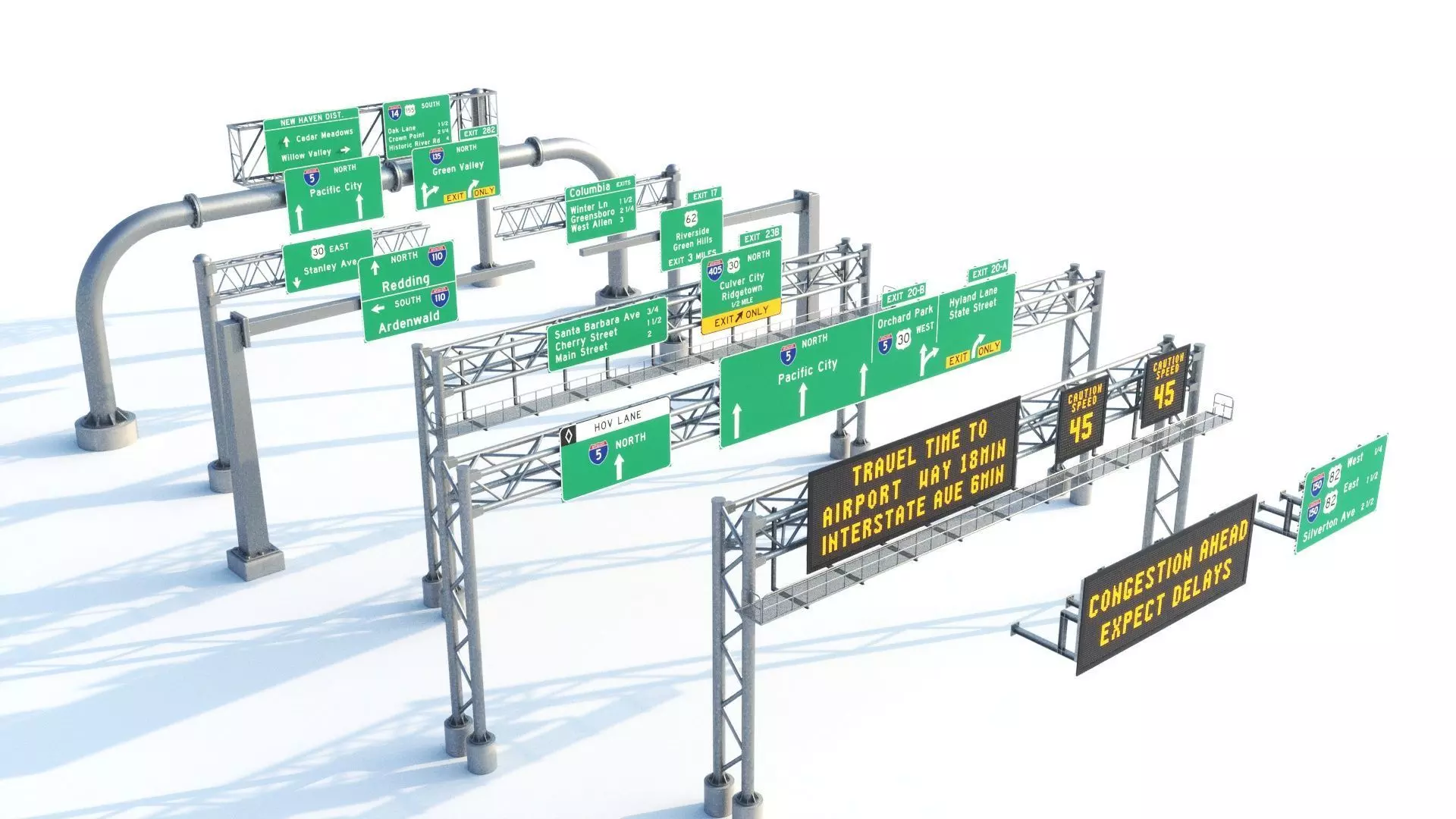 Highway Sign collection  3D model_3