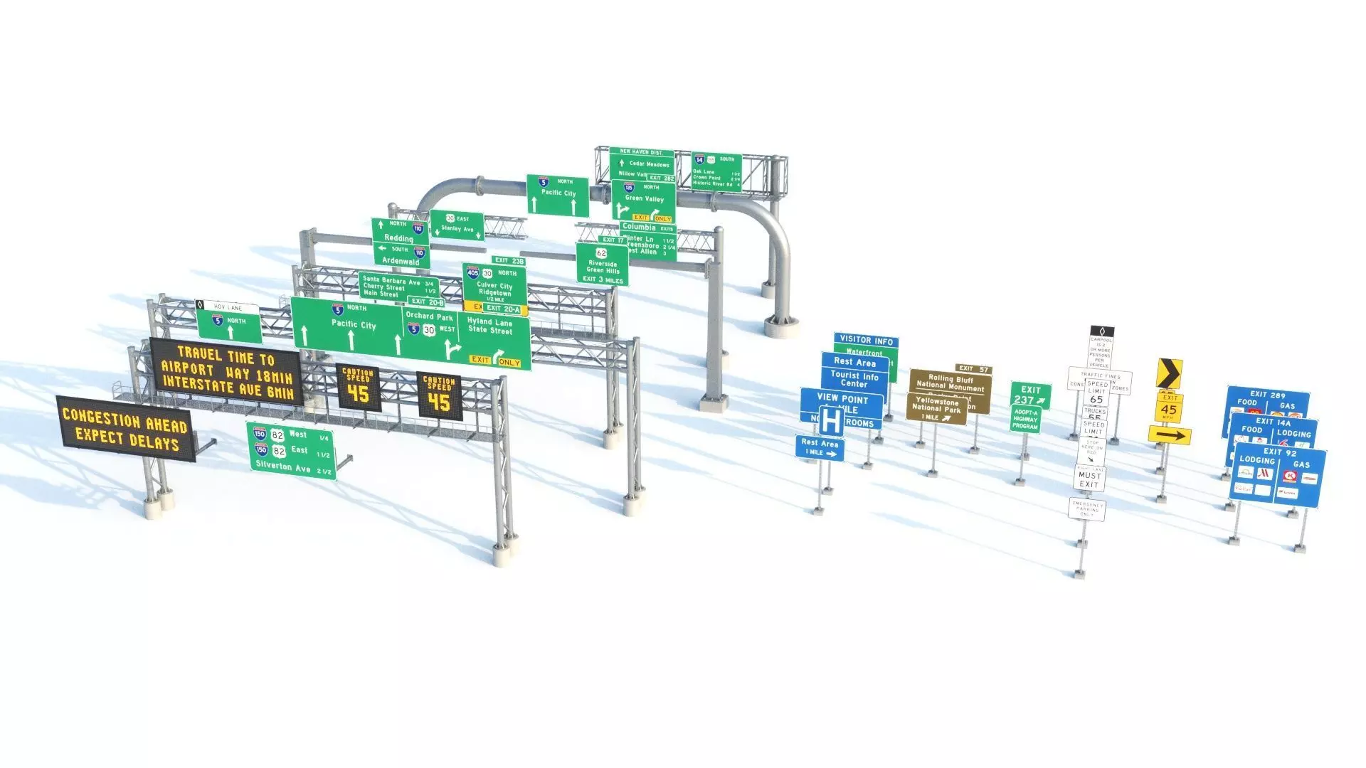 Highway Sign collection  3D model_0