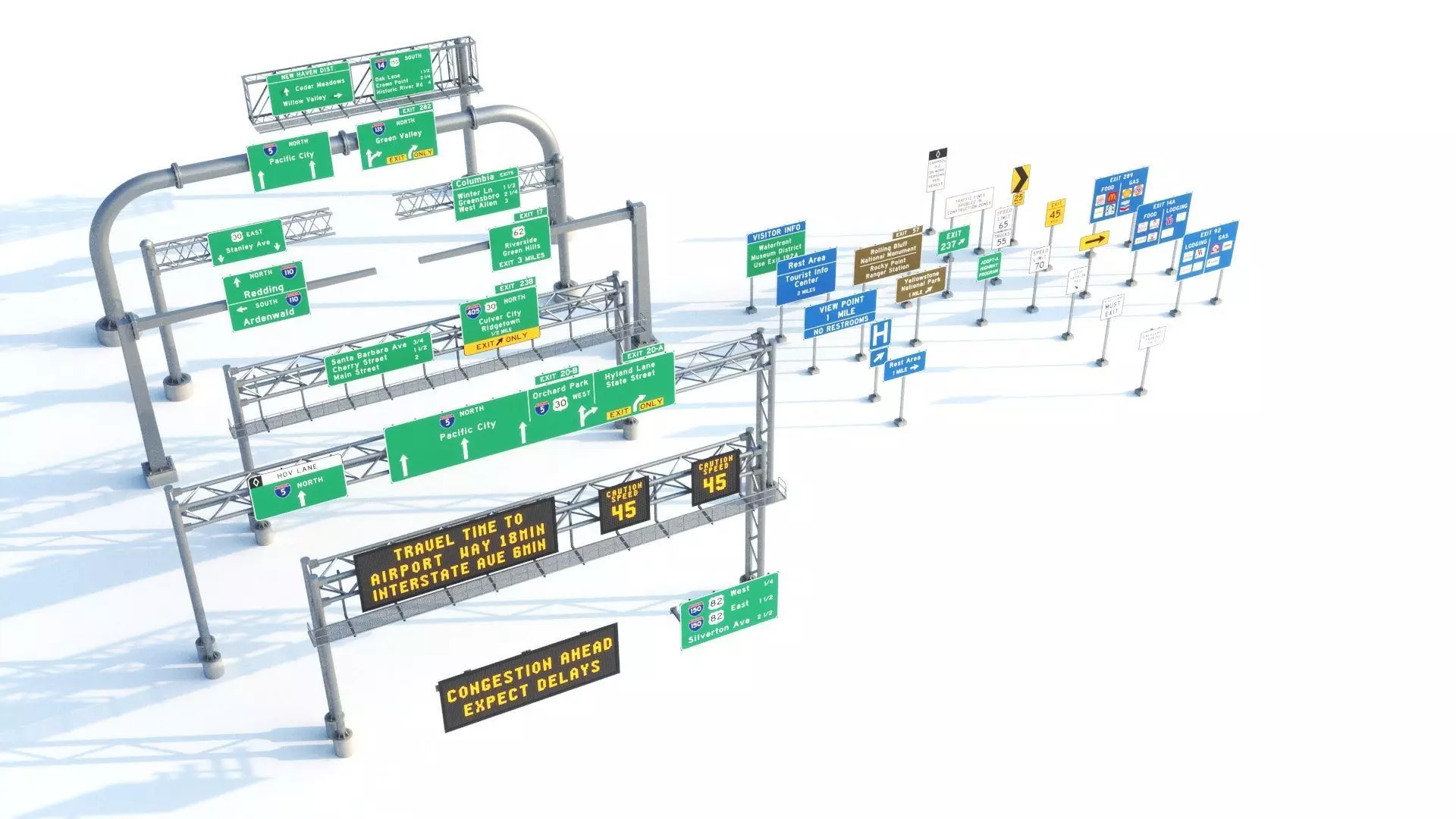 Highway Sign collection  3D model_1