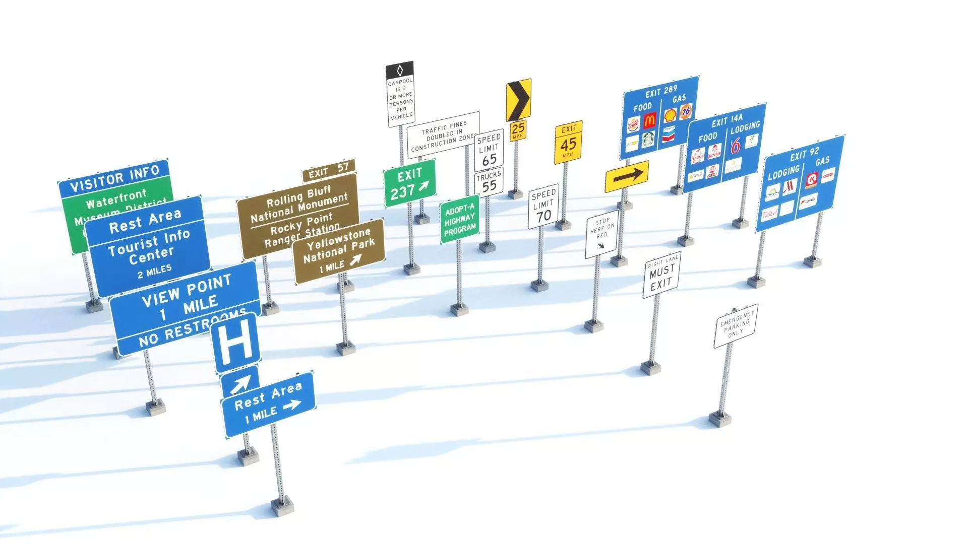 Highway Sign collection  3D model_5