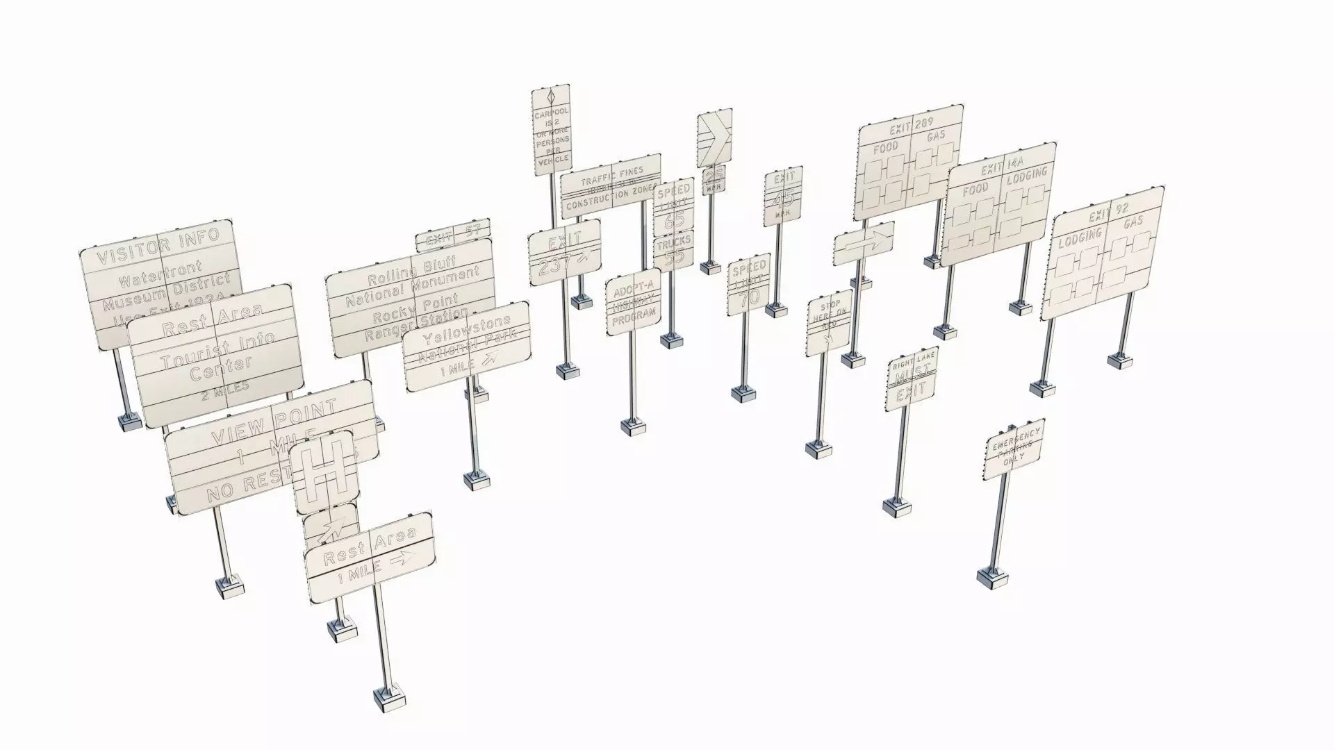 Highway Sign collection  3D model_6