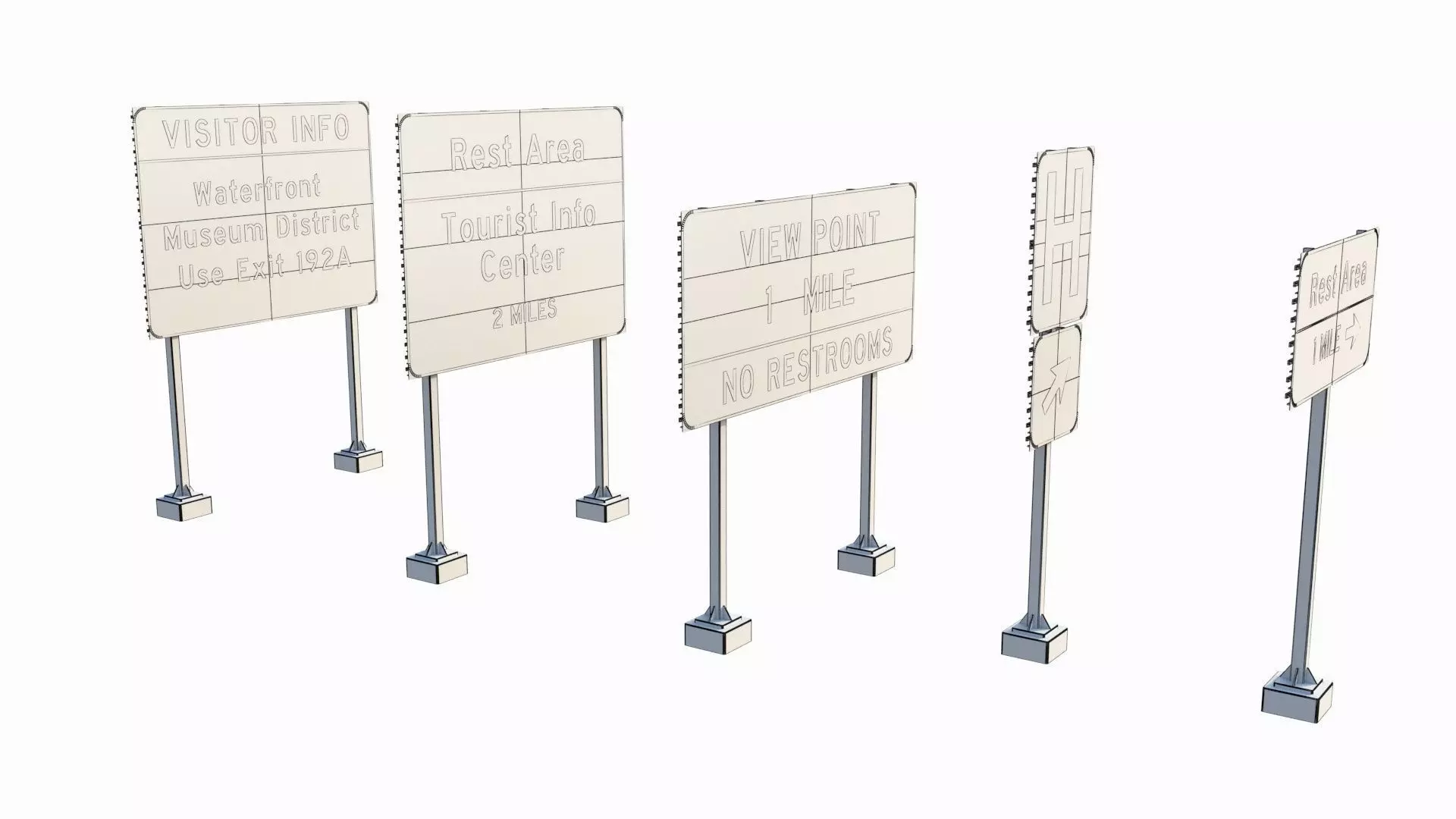 Highway Sign collection  3D model_19