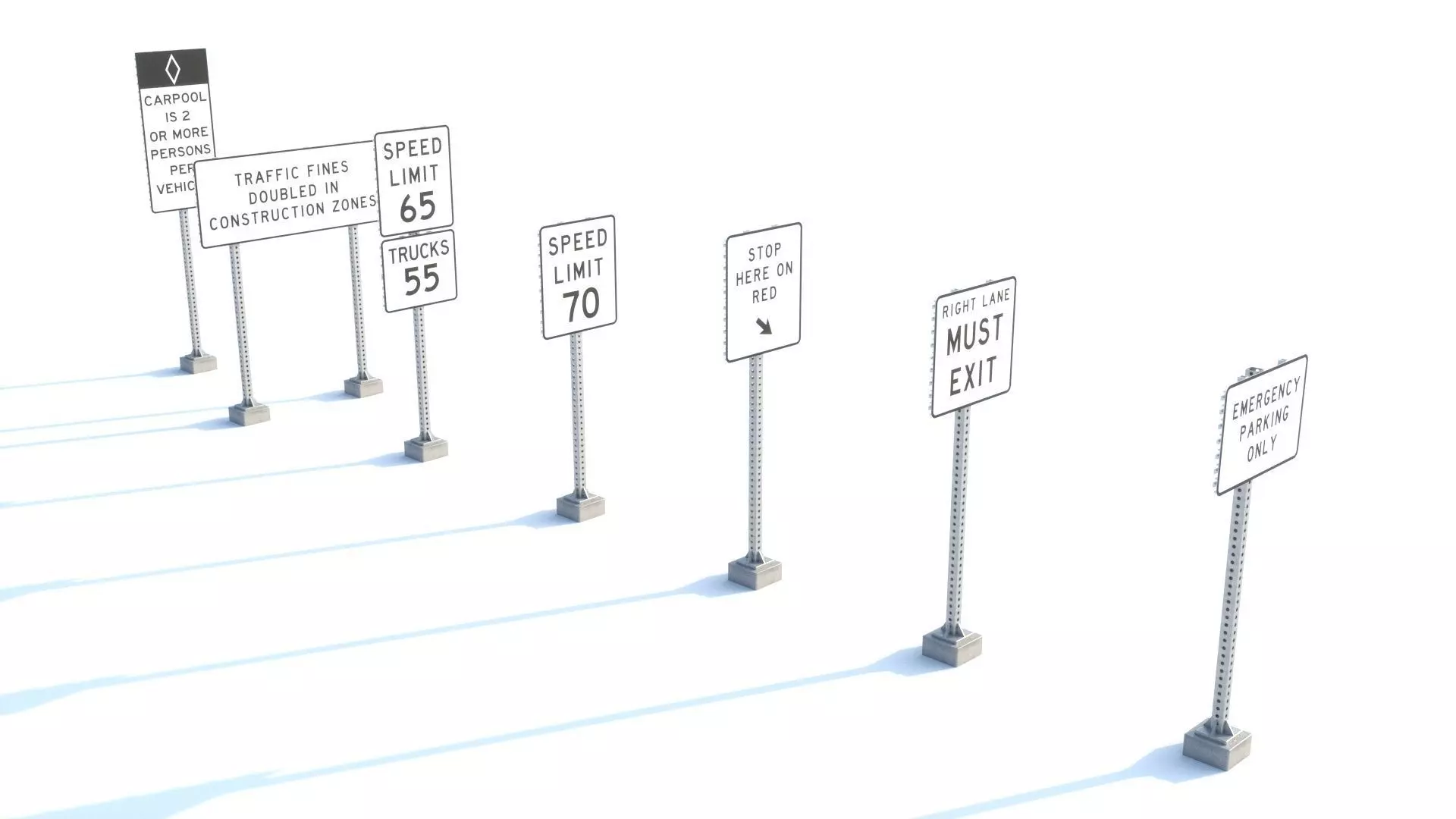 Highway Sign collection  3D model_23