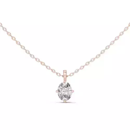 Solitaire Oval Cut Diamond Pendant Woman Necklace 3dm STL Video 3D print model