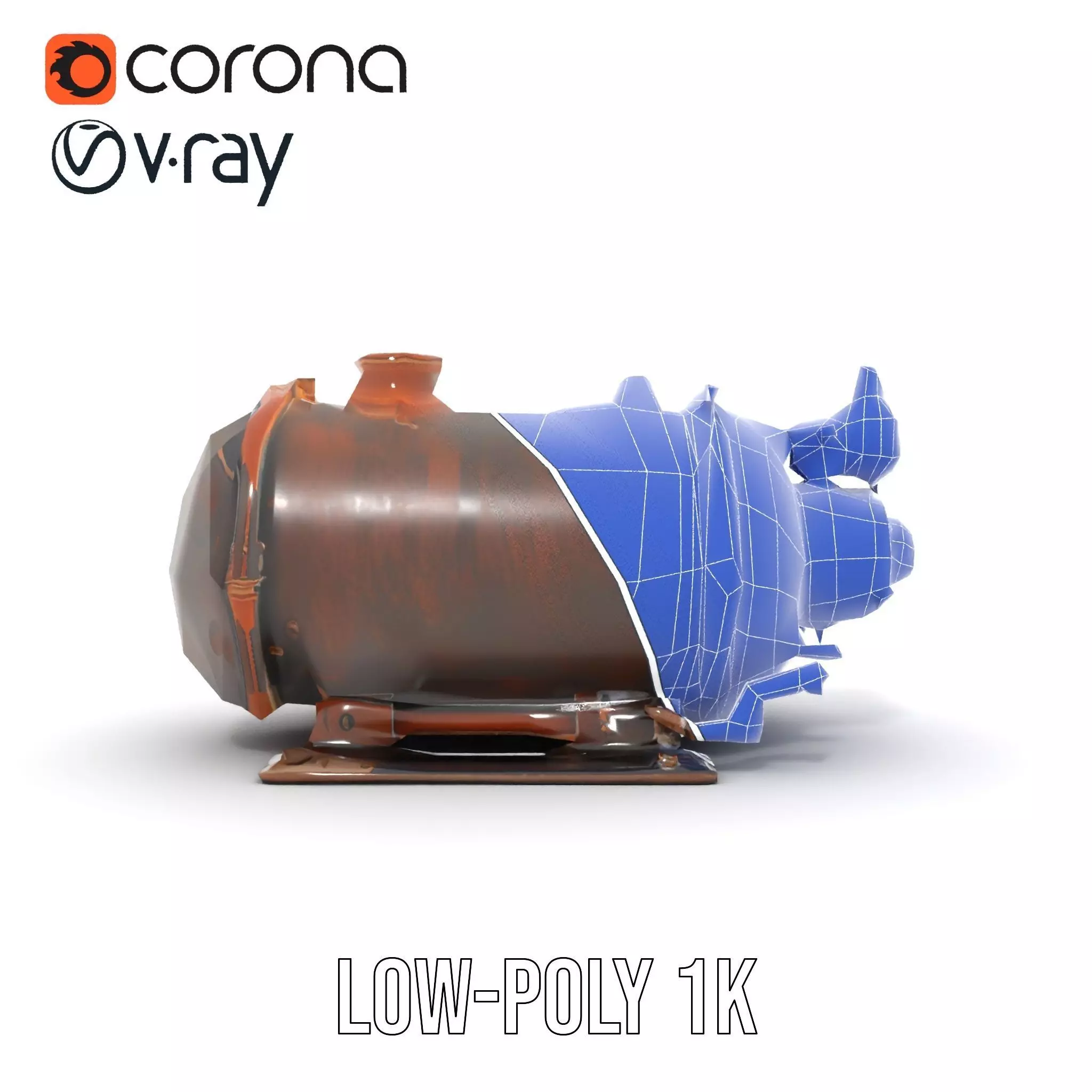 Steampunk Boiler with Gauges and Pipes Model Pack Low-poly 3D model_31