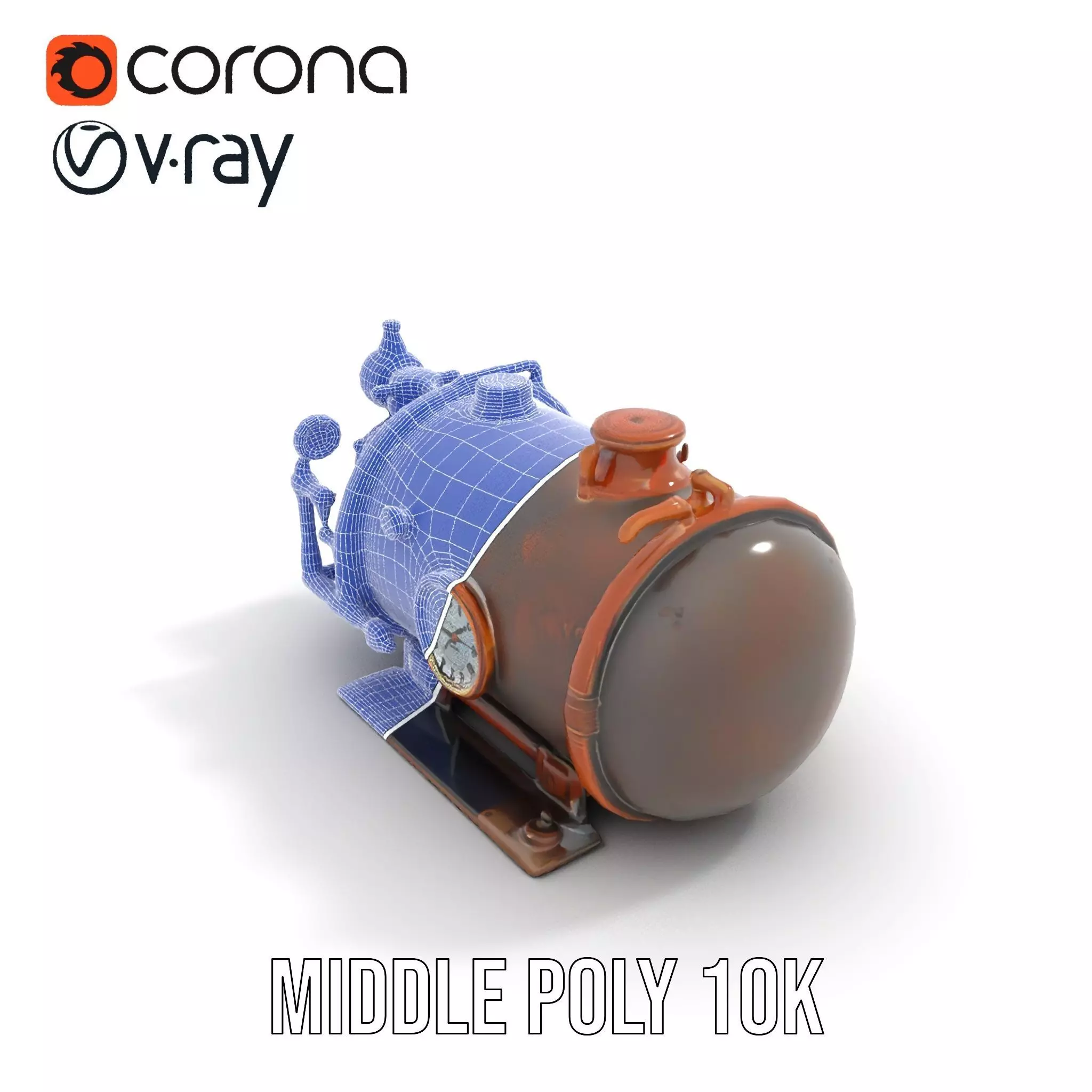 Steampunk Boiler with Gauges and Pipes Model Pack Low-poly 3D model_27