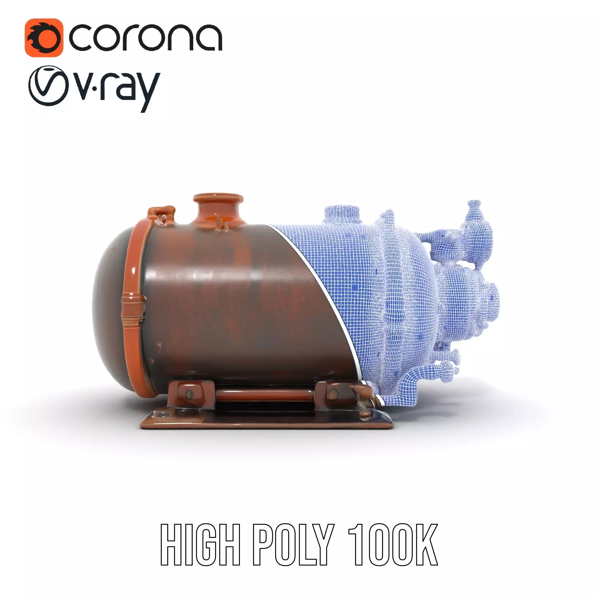 Steampunk Boiler with Gauges and Pipes Model Pack Low-poly 3D model_34