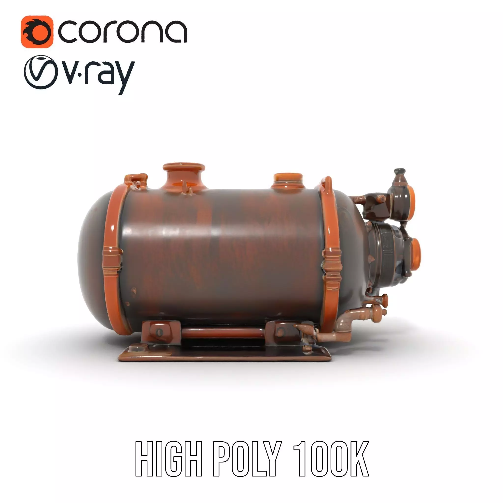 Steampunk Boiler with Gauges and Pipes Model Pack Low-poly 3D model_33