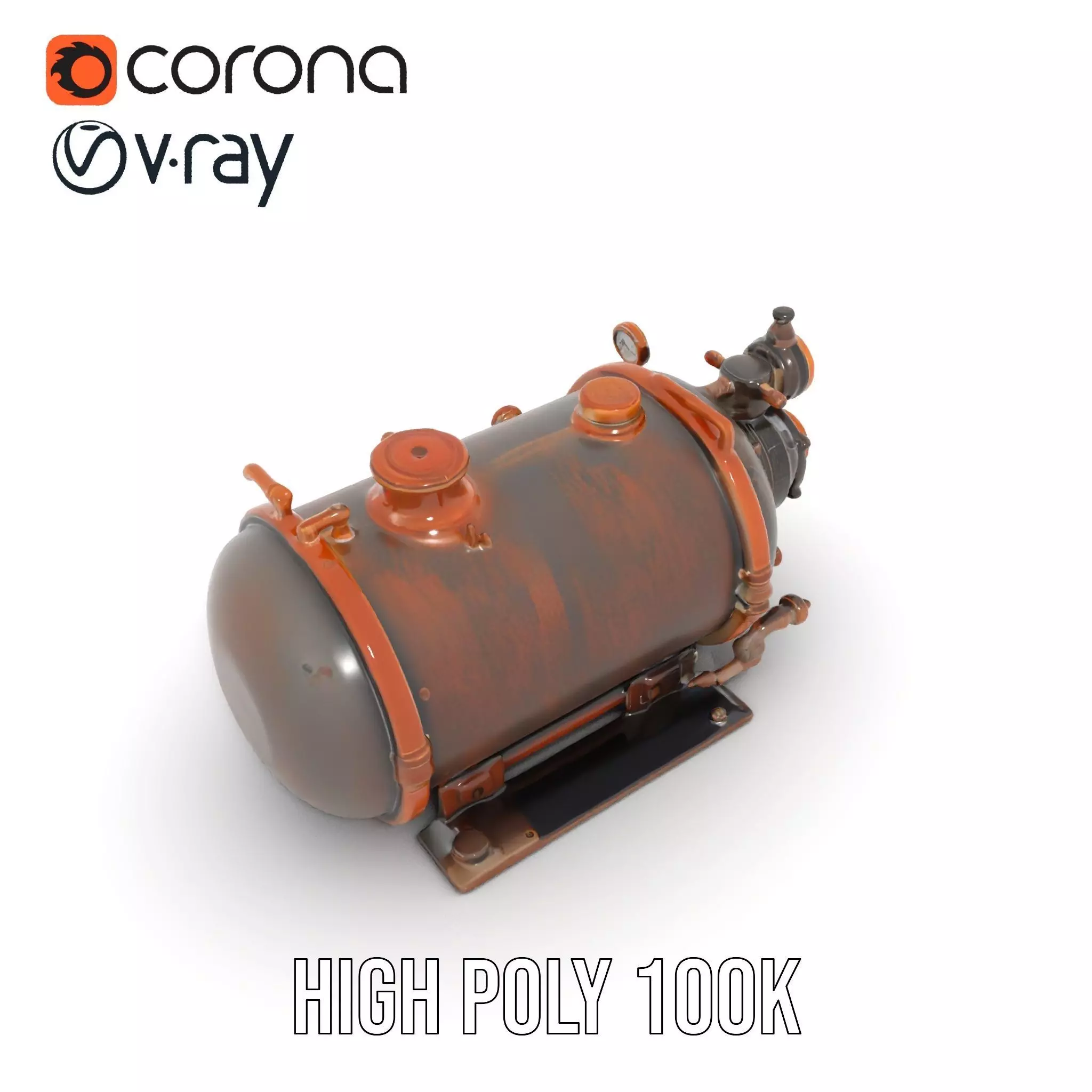 Steampunk Boiler with Gauges and Pipes Model Pack Low-poly 3D model_20