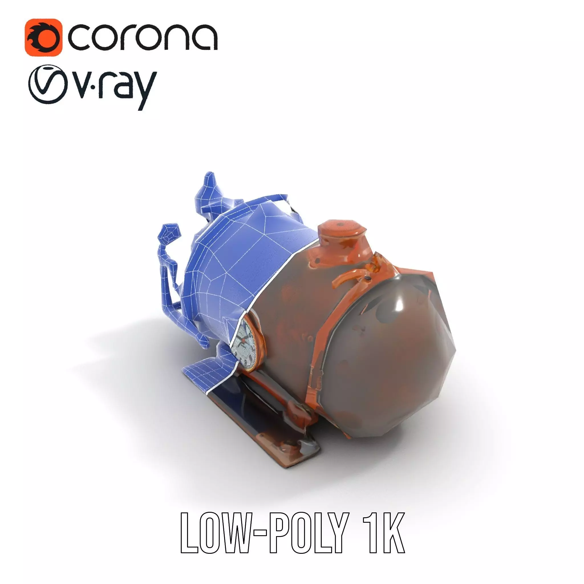 Steampunk Boiler with Gauges and Pipes Model Pack Low-poly 3D model_22