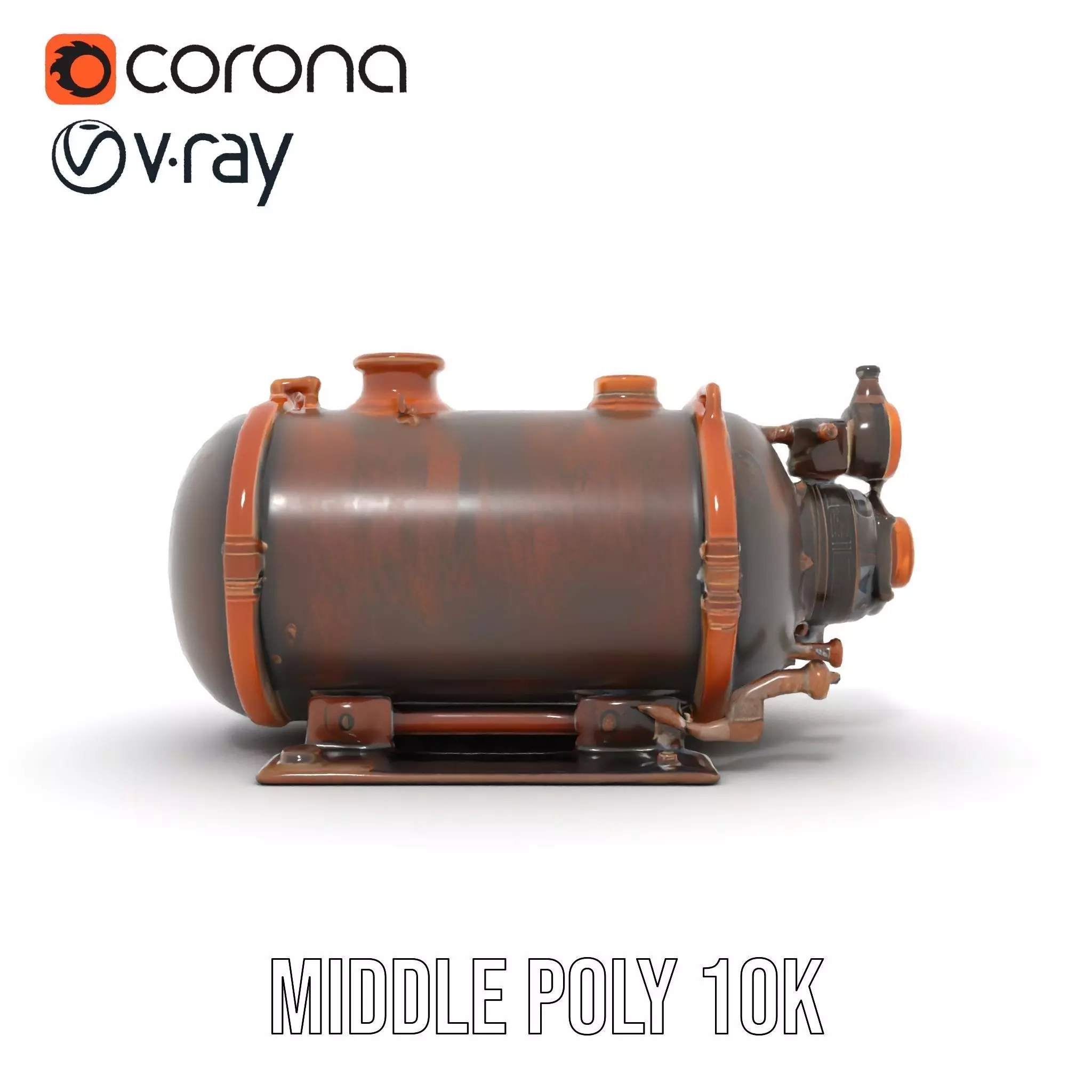 Steampunk Boiler with Gauges and Pipes Model Pack Low-poly 3D model_13