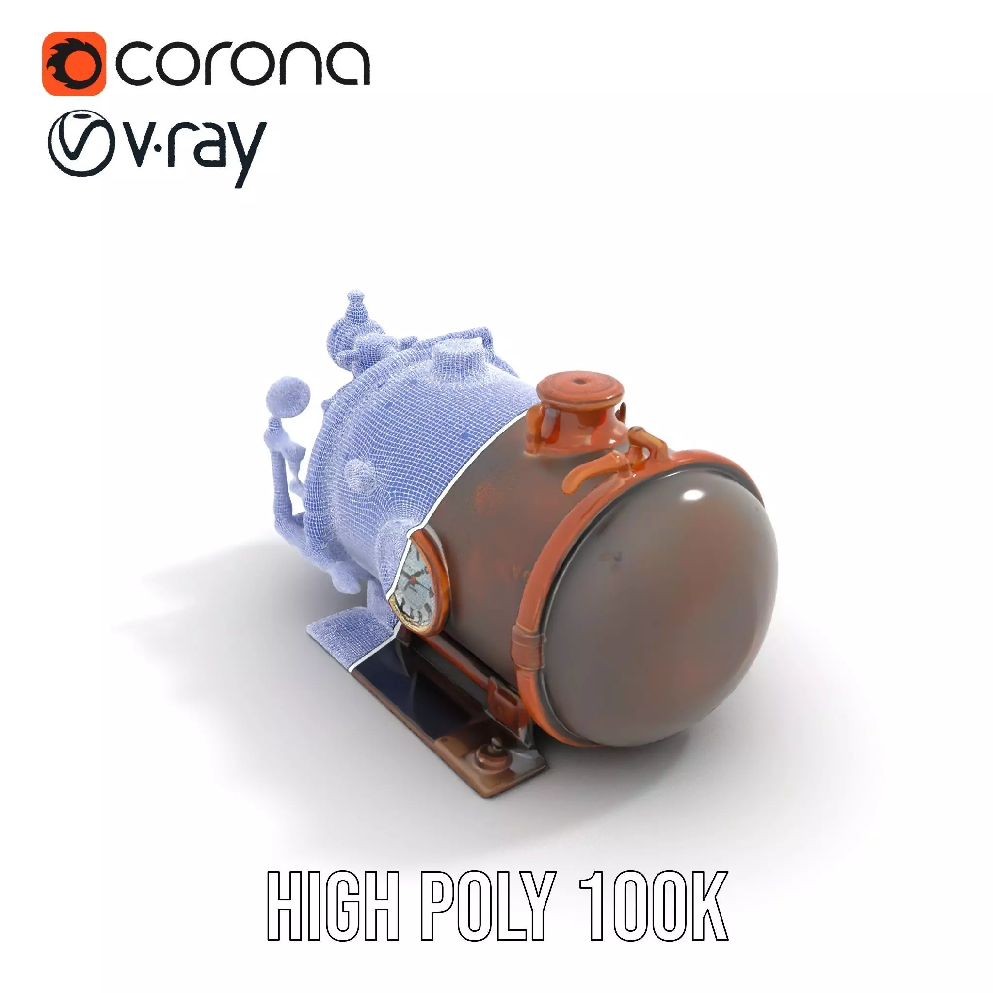 Steampunk Boiler with Gauges and Pipes Model Pack Low-poly 3D model_26