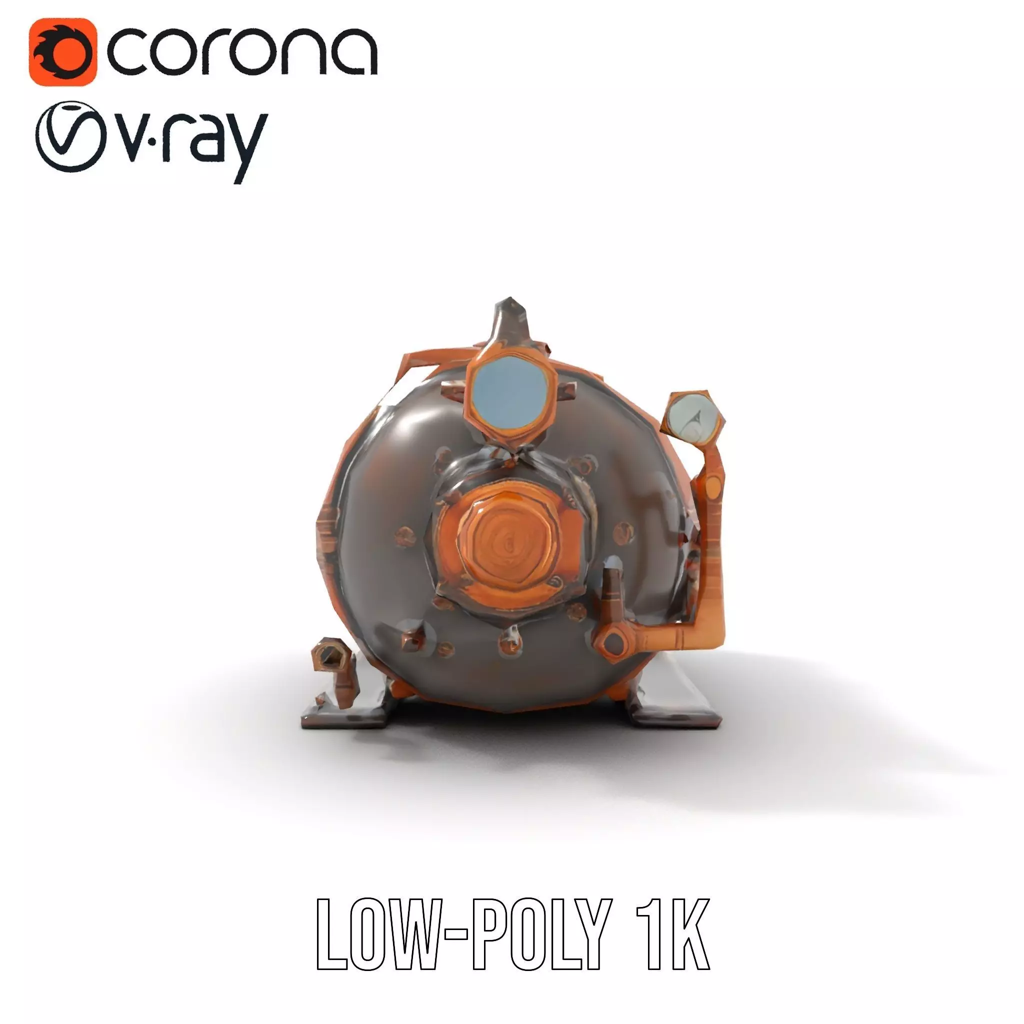 Steampunk Boiler with Gauges and Pipes Model Pack Low-poly 3D model_25